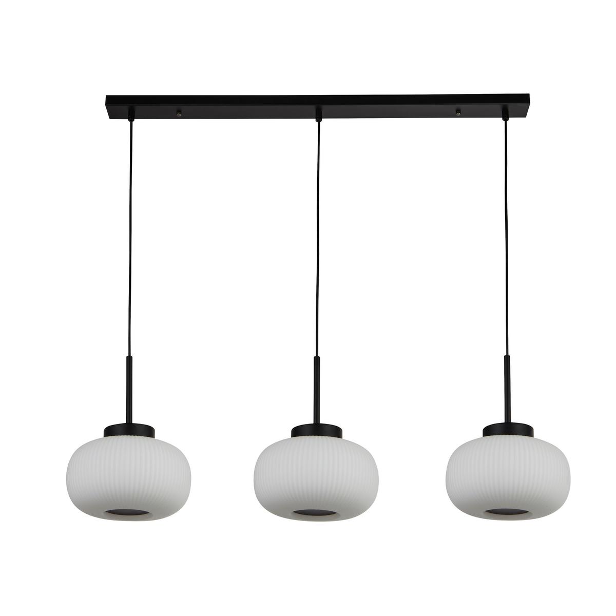 Hängeleuchte Lumina 10271-3bk - Schwarz/Weiß, Design, Glas/Metall (104/130/24cm)