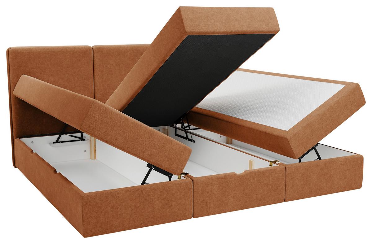 Familienbett Domino Combo Mit Bettkasten, Terracotta 270x200 - Terracotta/Schwarz, MODERN, Holz/Holzwerkstoff (270/200cm) - MID.YOU