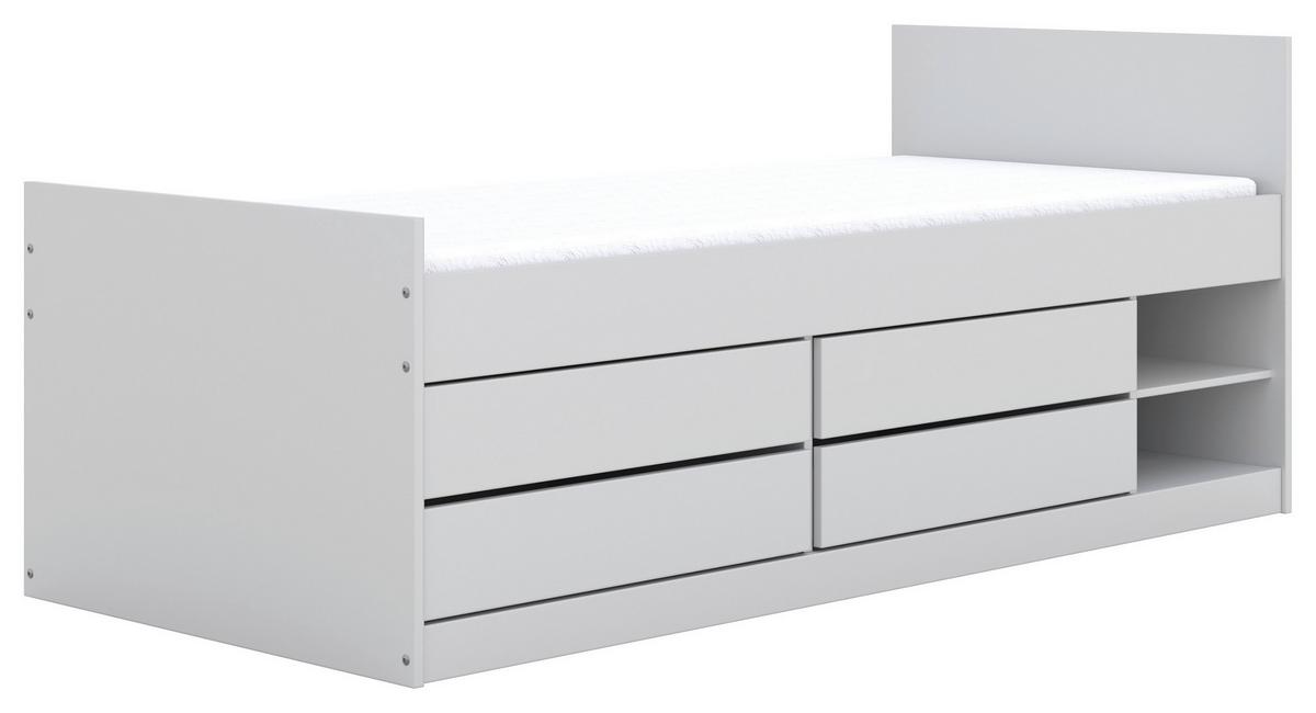 Kinder-/Juniorbett Leon Weiß B: 90cm - Birkefarben/Weiß, MODERN, Holz/Holzwerkstoff (90/200cm) - MID.YOU