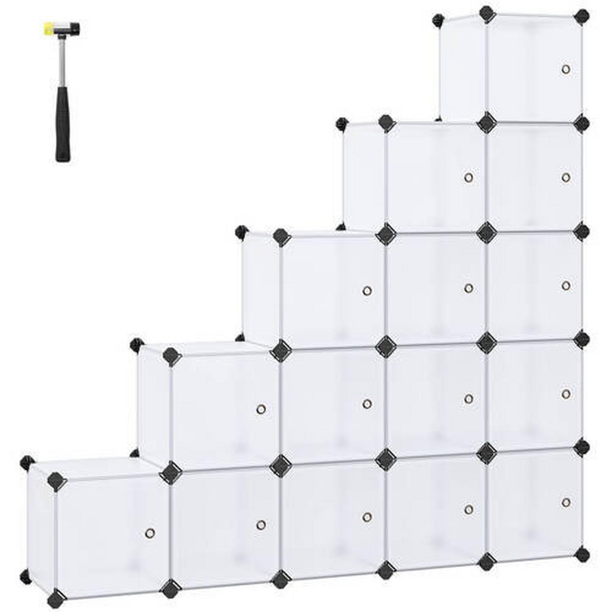 Regalkombination 16 Würfel B: 153 cm Metall/Weiß - Weiß, Basics, Kunststoff/Metall (153/153/31cm) - Boxxx