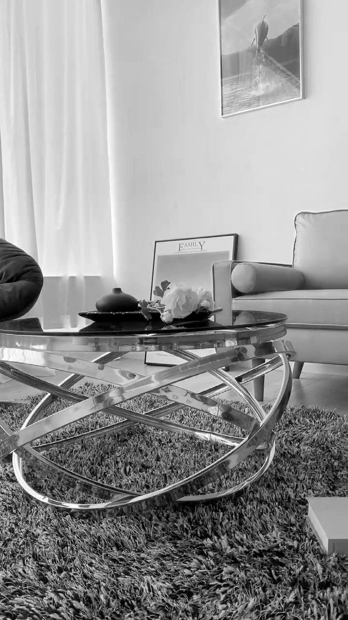 Couchtisch Grau, Goldfarben L: 80 Cm - Goldfarben/Grau, Design, Glas/Metall (80/80/42cm) - Livetastic