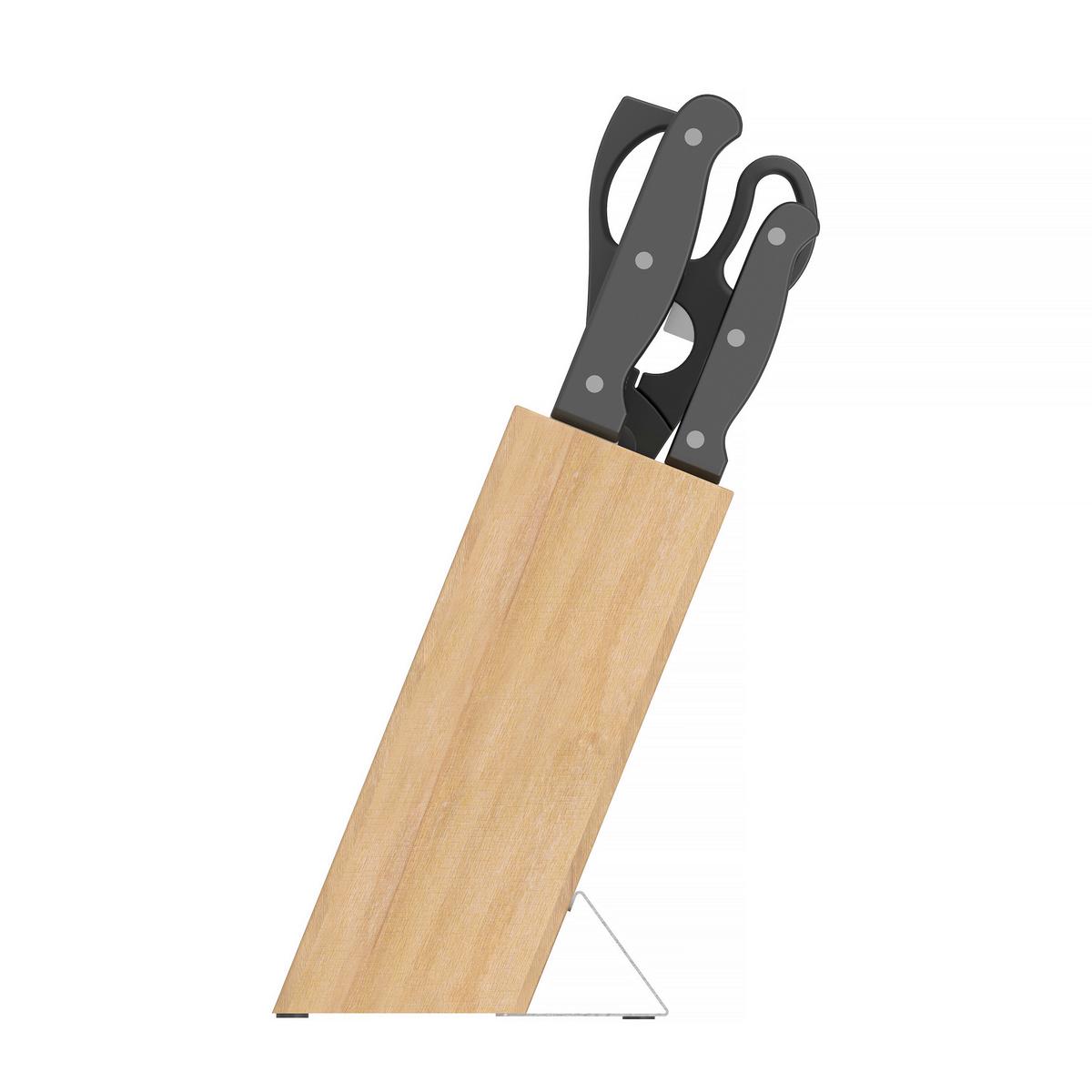 Messerblock 7-Teilig Schwarz/Bambus B: 12,3 cm - Schwarz, Basics, Holz/Kunststoff (15,5/12,3/36cm)