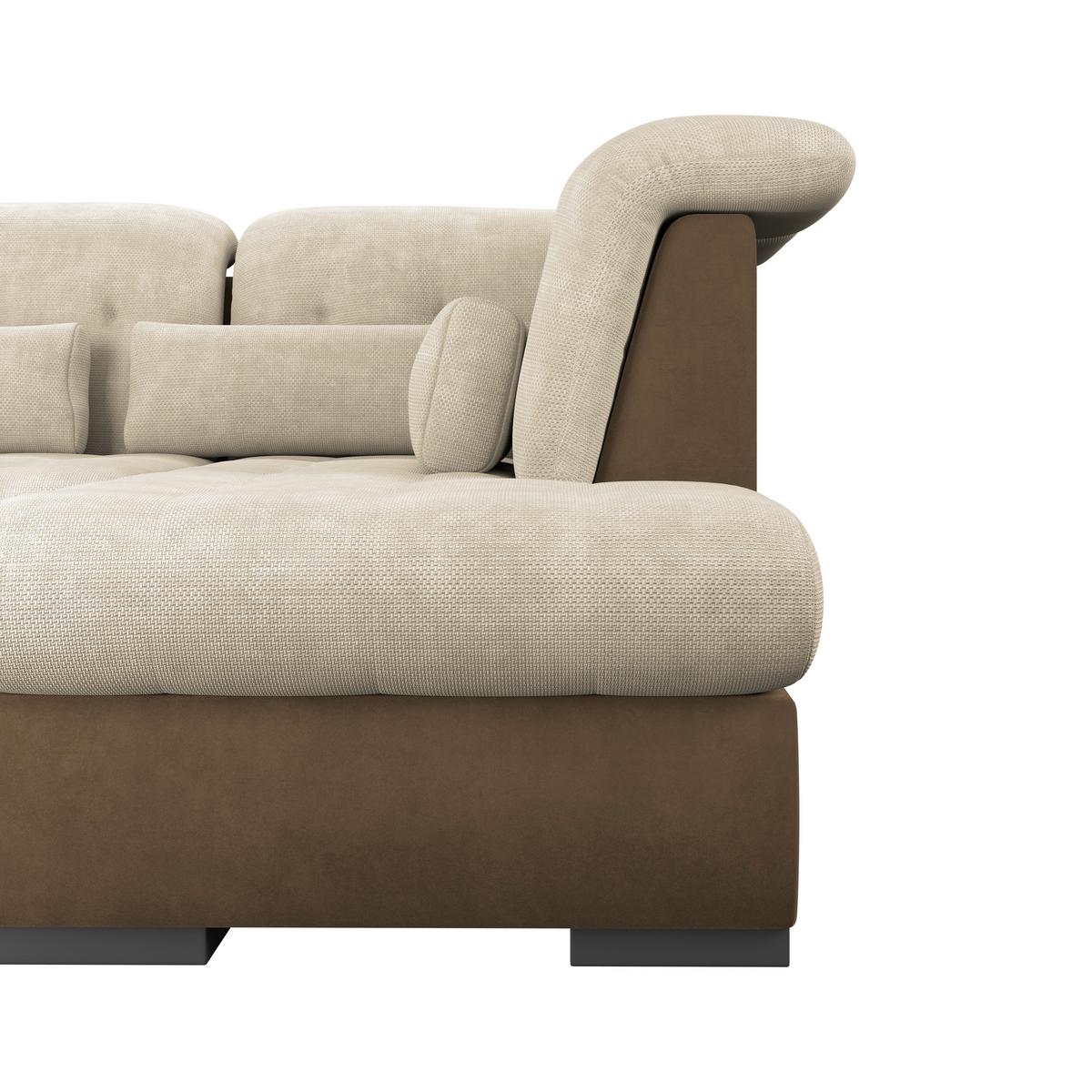 Wohnlandschaft Madera Cremefarben, S: 358x212 cm - Hellbraun/Creme, KONVENTIONELL, Kunststoff/Textil (190/358/212cm)