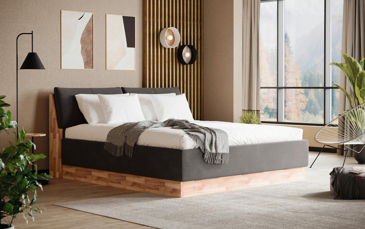 Kárpitozott Ágy Toledo I. 180/200 Cm - antracit, Modern, faalapú anyag/textil (180/200cm)
