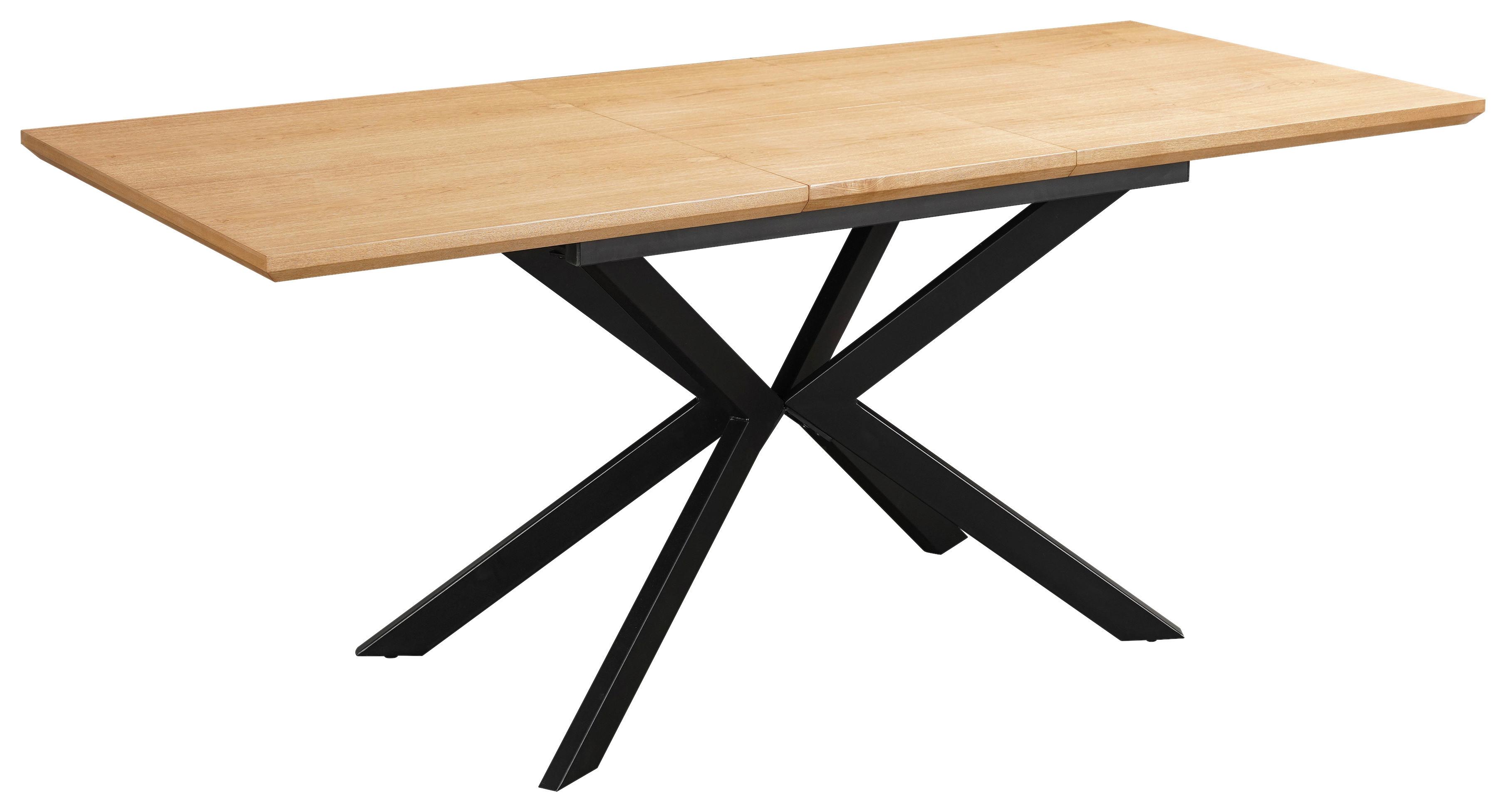 ESSTISCH ELENA - Schwarz/Naturfarben, MODERN, Holzwerkstoff/Metall (140-180/80/76cm) - MID.YOU