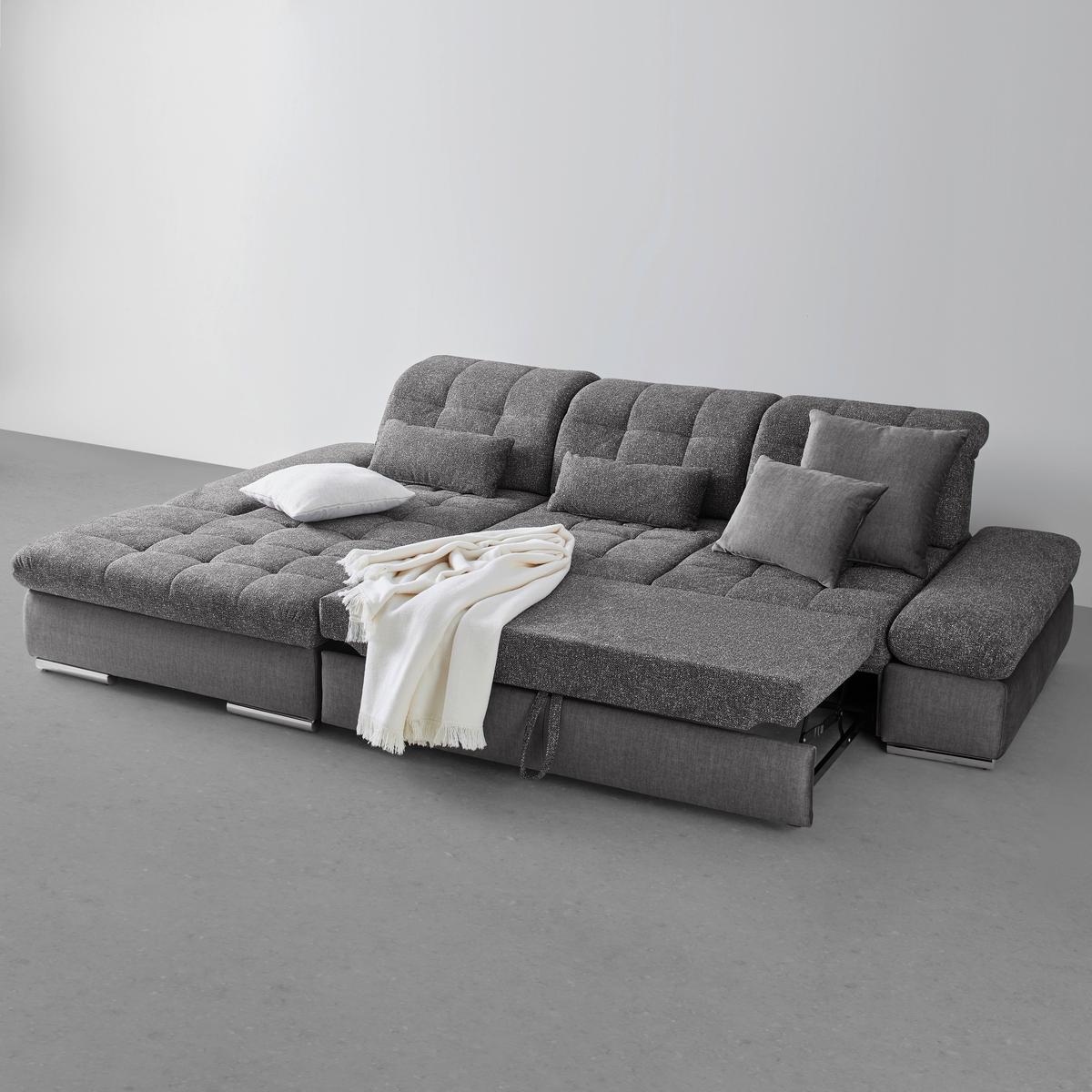 Rohová sedačka SANFINO, ľavá, grafitová / sivá - sivá/grafitová, Konventionell, kov/drevo (199/79-96/305cm) - Premium Living