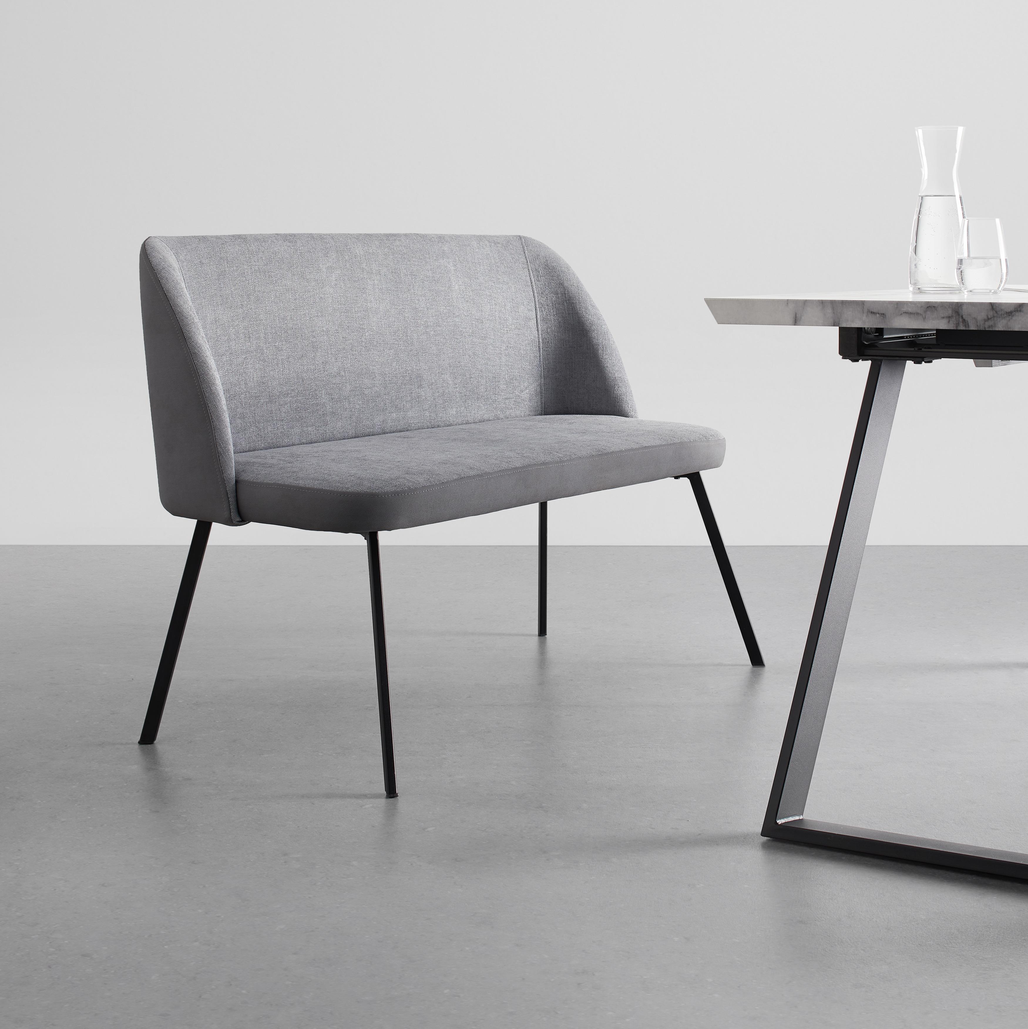 Lavice Danielle Šedá - šedá/černá, Moderní, kov/dřevo (115/82,5/60cm) - Bessagi Home
