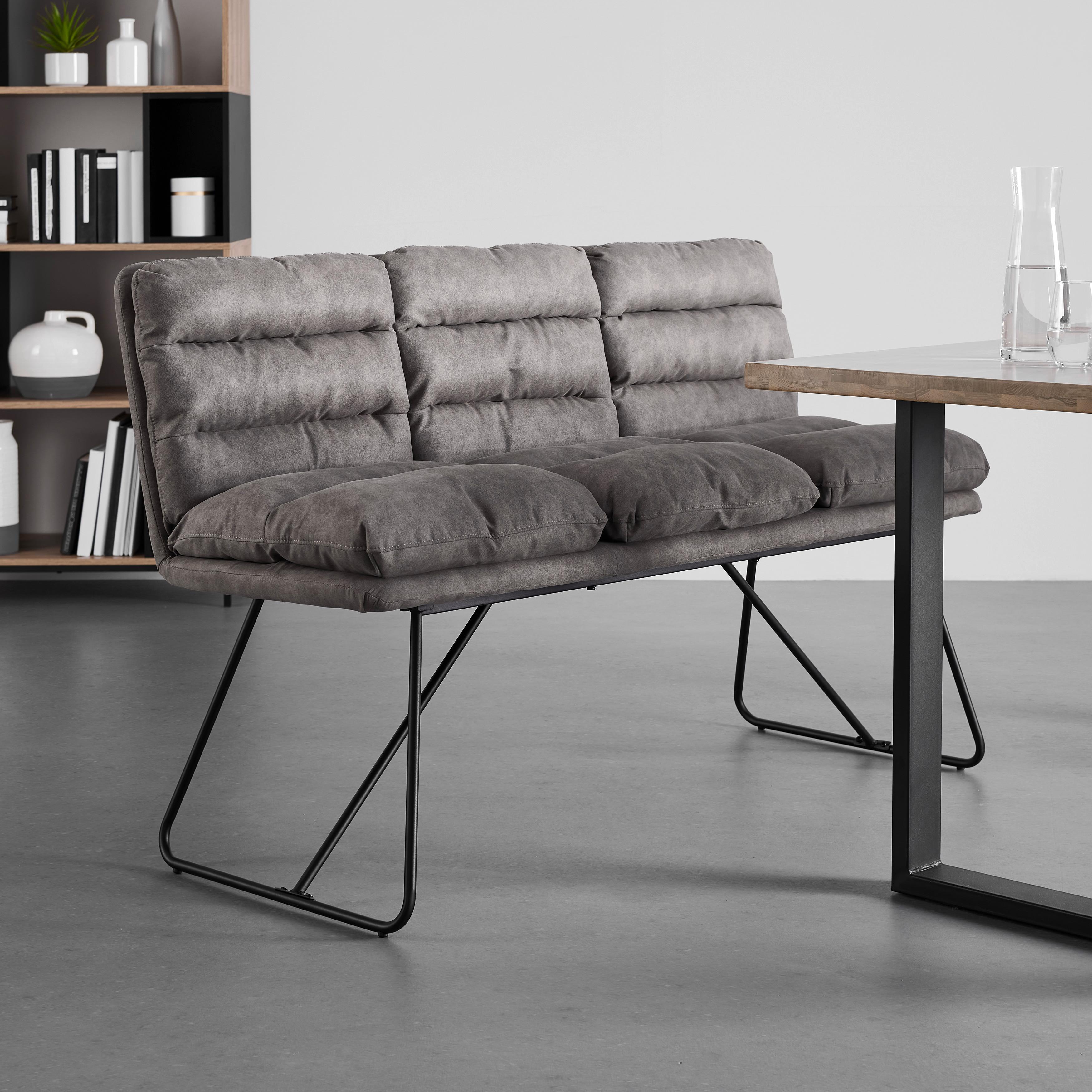 Čalouněná Lavice Kona Šedá - šedá/černá, Moderní, kov/textil (140/89/65cm) - Bessagi Home