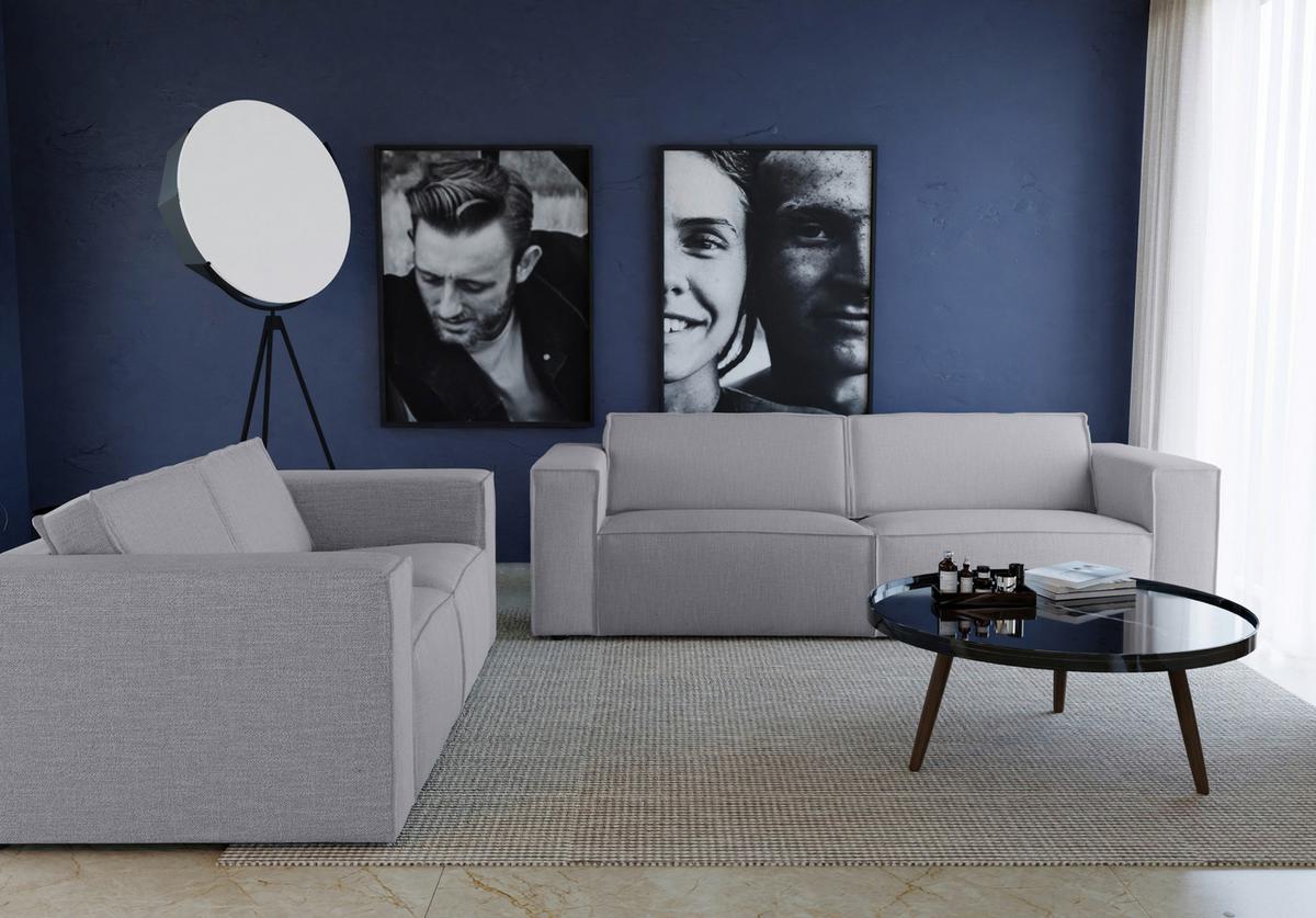 3-Sitzer-Sofa Dice Grau B: 250 cm - Schwarz/Grau, MODERN, Textil (250/80/102cm) - MID.YOU