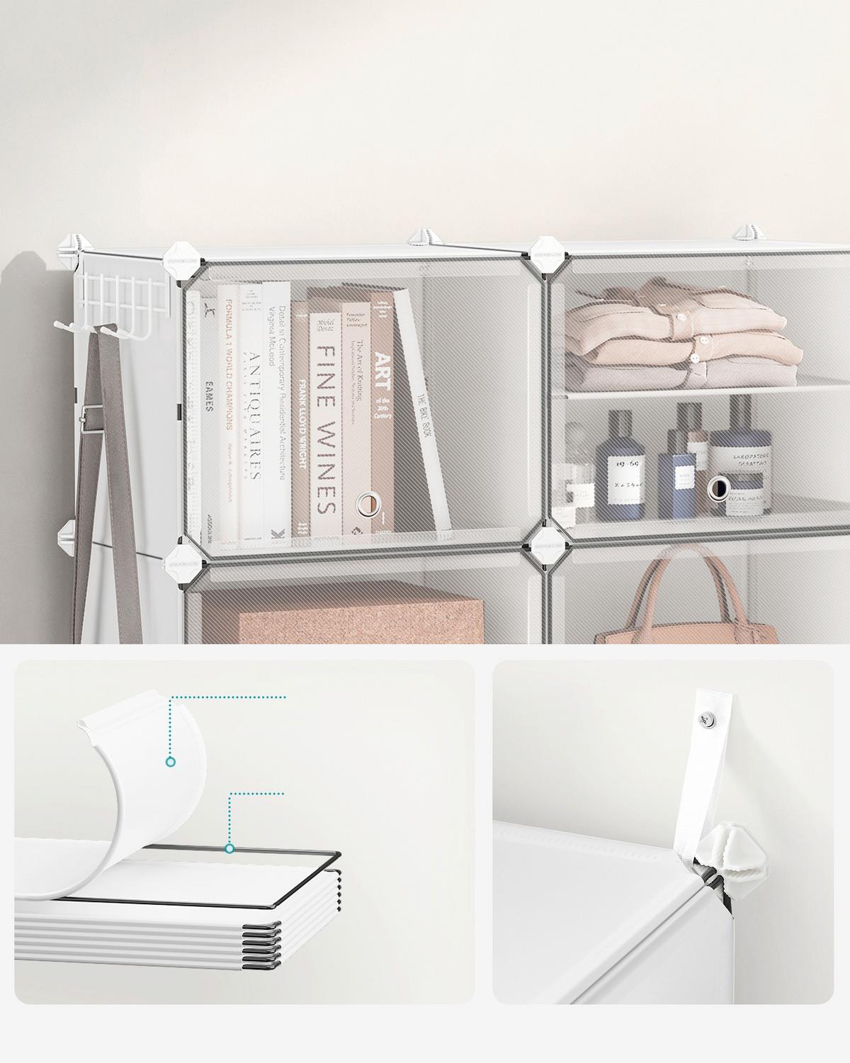 Schuhregal Weiß/Transparent B: 83 cm - Transparent/Weiß, Basics, Kunststoff/Metall (83/156/32cm)