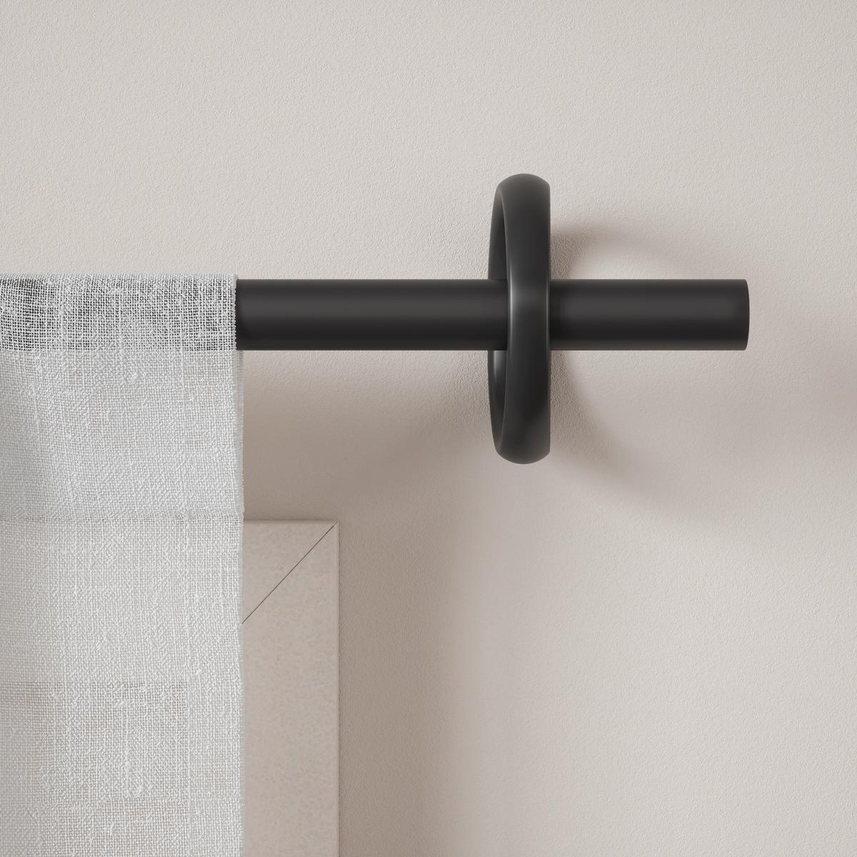 Vorhangstange Ringlet Schwarz Metall/Kunstoff, L: 320 cm - Schwarz, KONVENTIONELL, Kunststoff/Metall (320cm) - Umbra