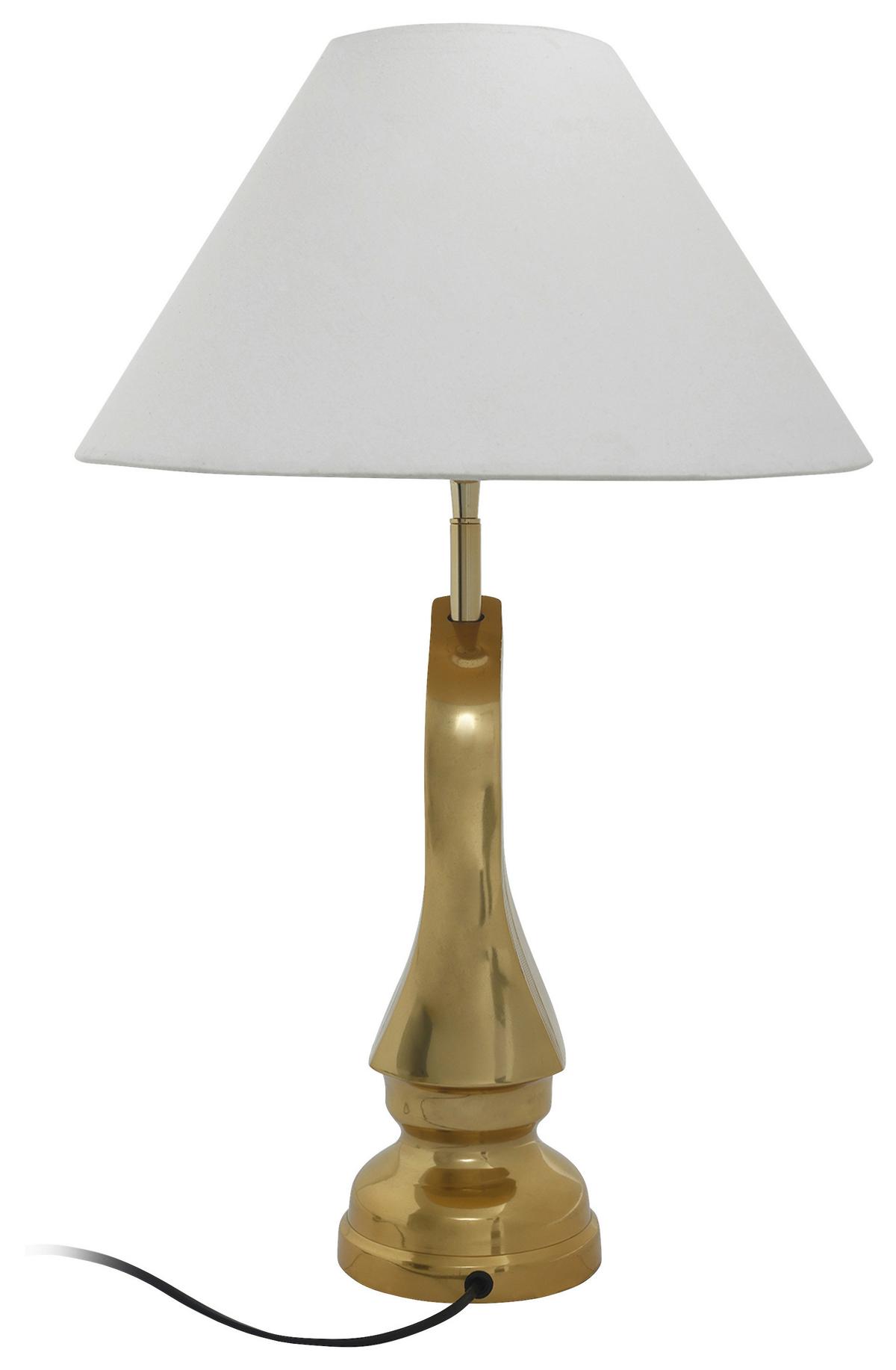 Tischleuchte Shah 100 Weiß/goldfarben B. 14 Cm - Goldfarben/Weiß, Basics, Textil/Metall (40/14/62cm) - Kayoom