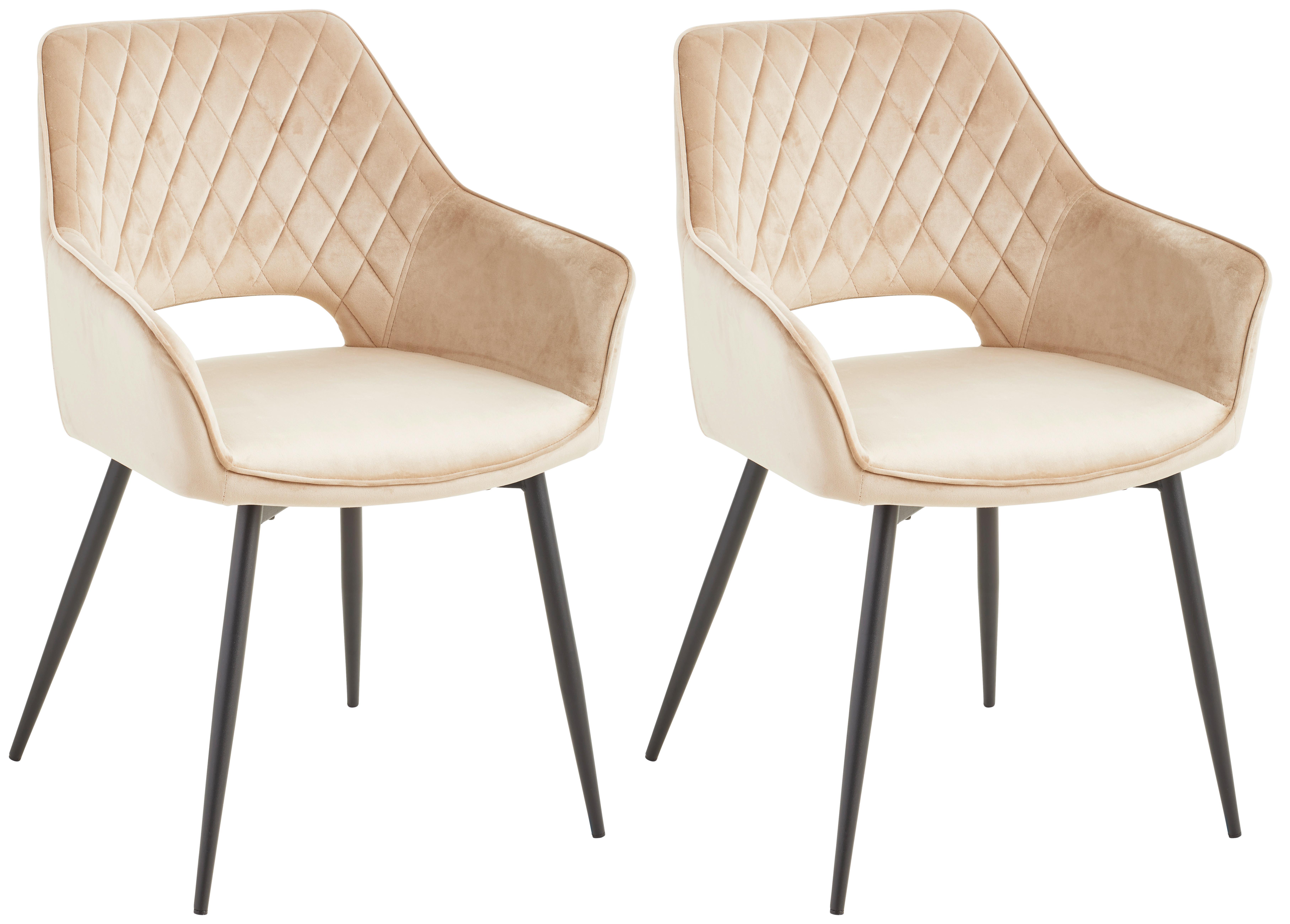 Armlehnstuhl-Set 2er Genua Taupe Gepolstert - Taupe/Beige, KONVENTIONELL, Holz/Textil (56/80,5/56cm) - MID.YOU