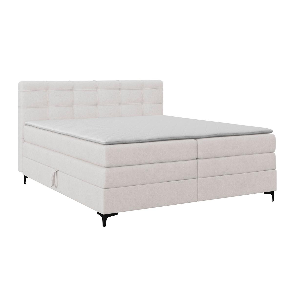 Boxspringbett MITTO Champagner 200x200 cm - Champagner/Schwarz, KONVENTIONELL, Textil/Metall (200/200cm)