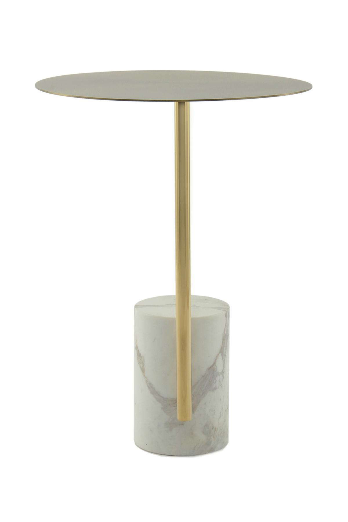 Odkládací stolek kov/mramor - Design, kov/kámen (40/40/54cm) - MID.YOU