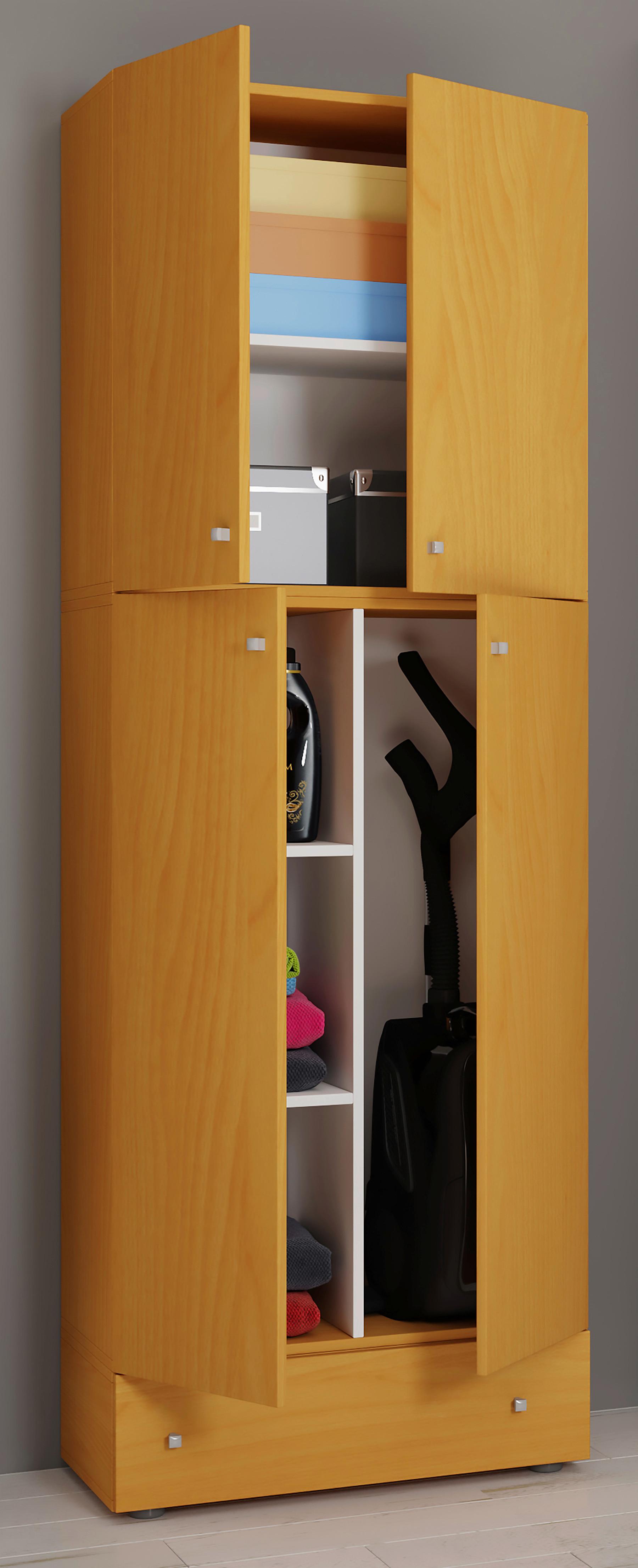 Mehrzweckschrank Lona XXL Buche Dekor BxH: 70x200 cm - Buchefarben/Schwarz, MODERN, Holzwerkstoff (70/200/39cm) - MID.YOU