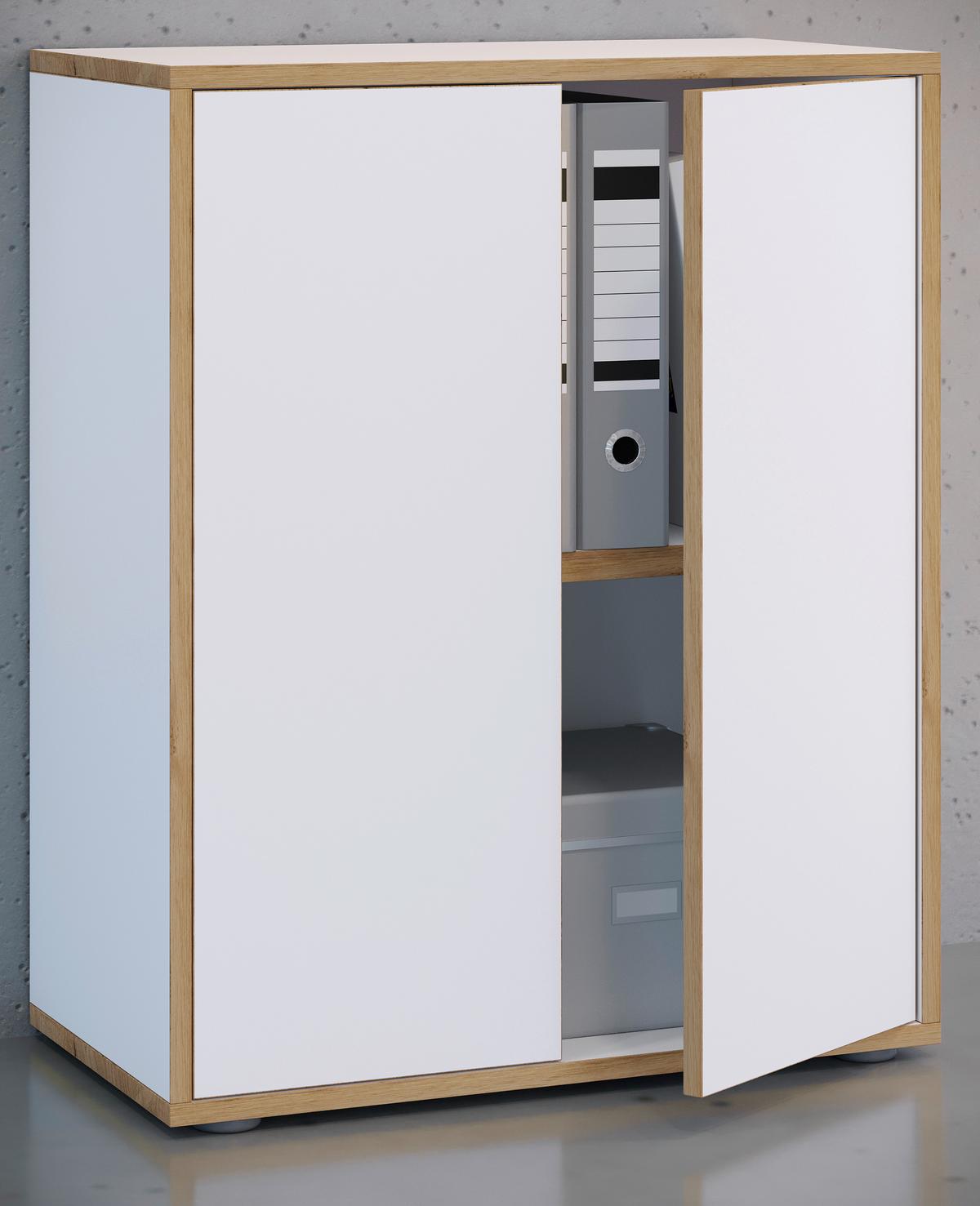 Aktenschrank Salia Weiß, Honigeiche B: 60 cm - Honigeiche/Weiß, Design, Holzwerkstoff (60/74/33cm) - MID.YOU