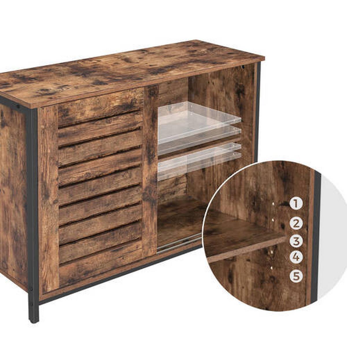 Kommode B: 100 cm Braun/Schwarz - Schwarz/Braun, Trend, Holzwerkstoff/Metall (100/70/35cm) - Boxxx