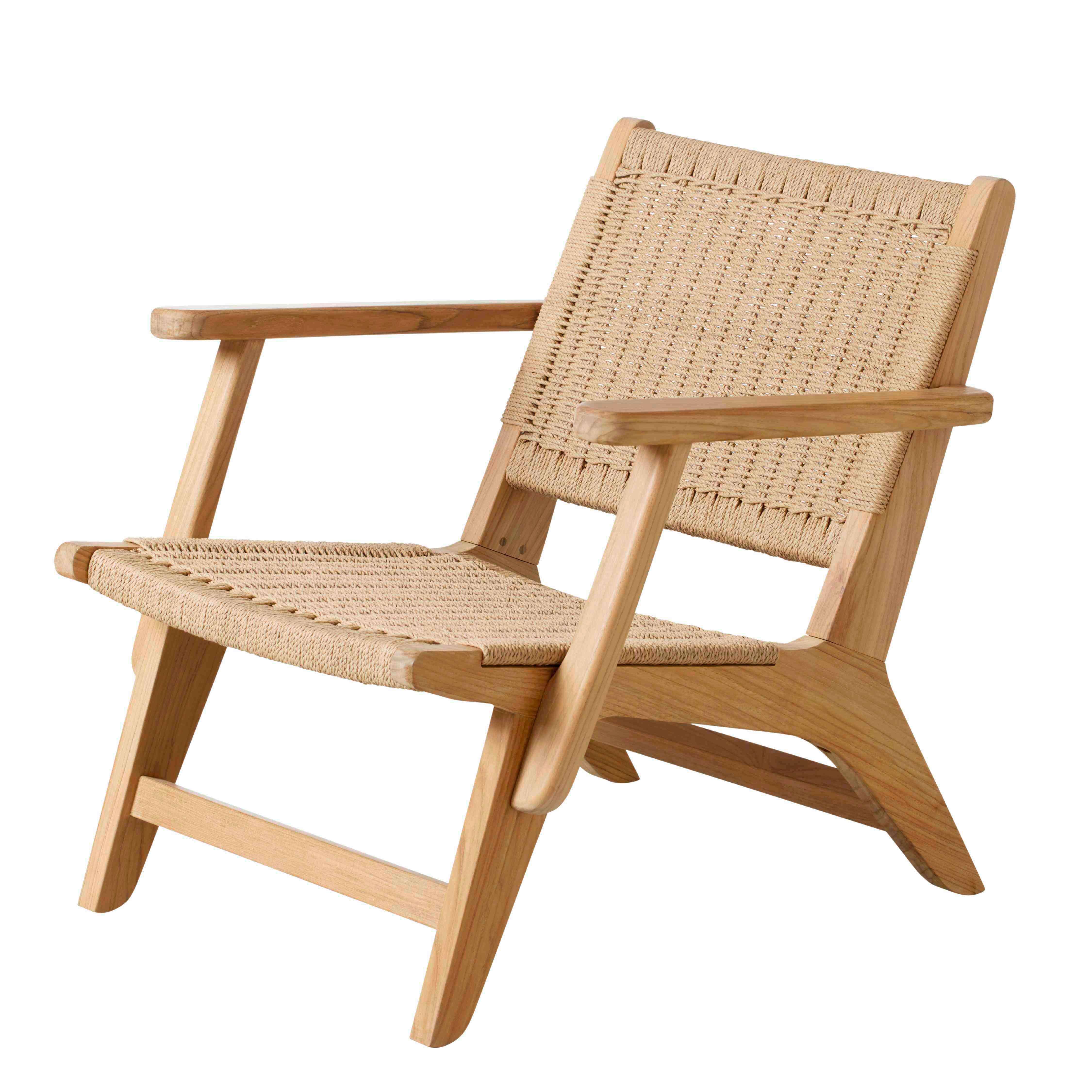 Loungesessel Eya Indoor 68x71x72 cm, natur - Hellbraun/Teakfarben, Natur, Holz/Papier (68/71/72cm) - Gardenson