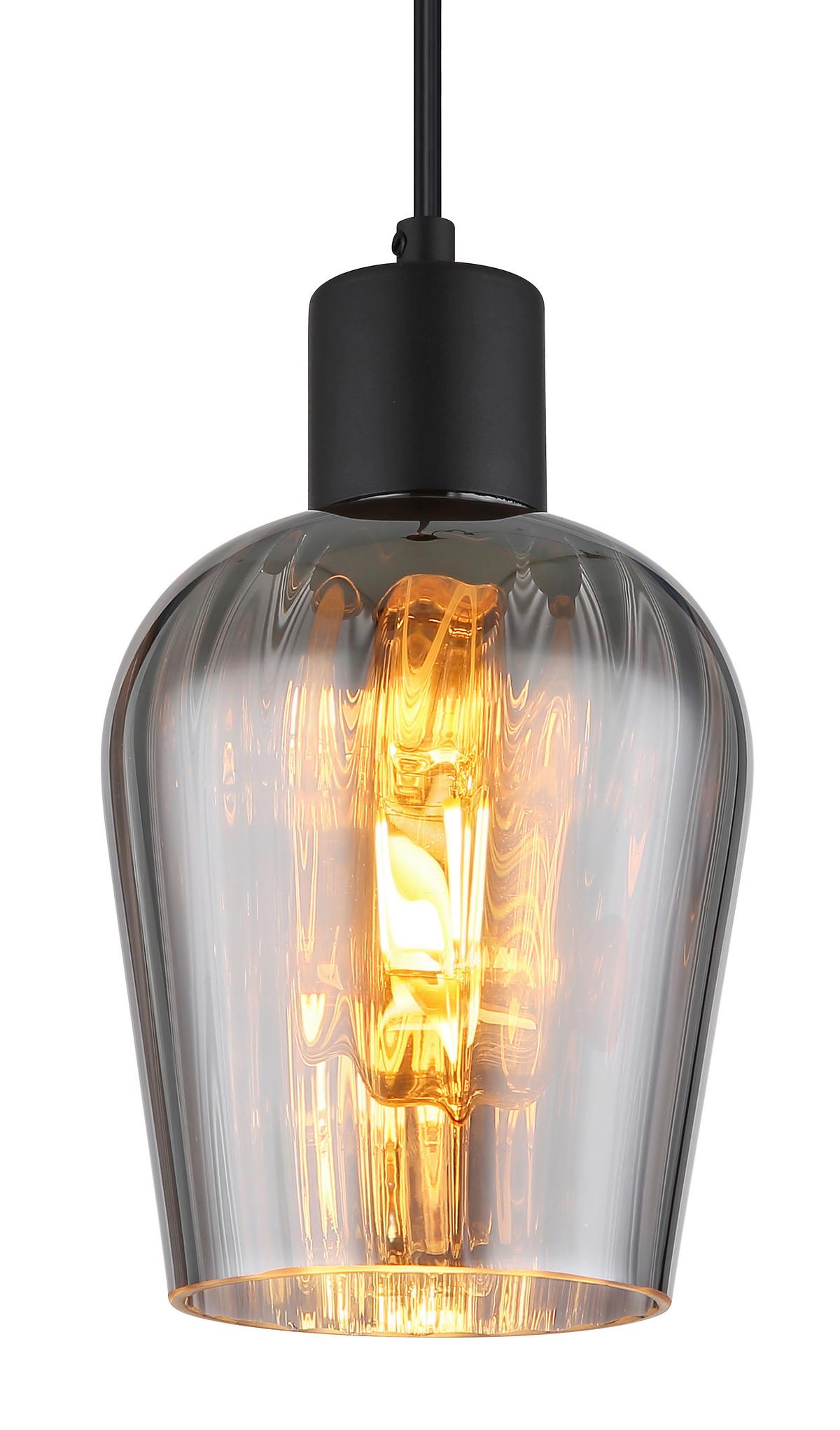 HÄNGELEUCHTE Exkl. 1xE27 40W - Schwarz/Grau, Basics, Glas/Kunststoff (13,5/150cm) - Globo