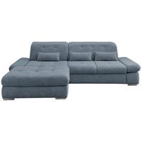 Ecksofa mit Schlaffunktion Dalida Hellblau Chenille - Chromfarben/Hellblau, Design, Textil (196/300cm) - Livetastic