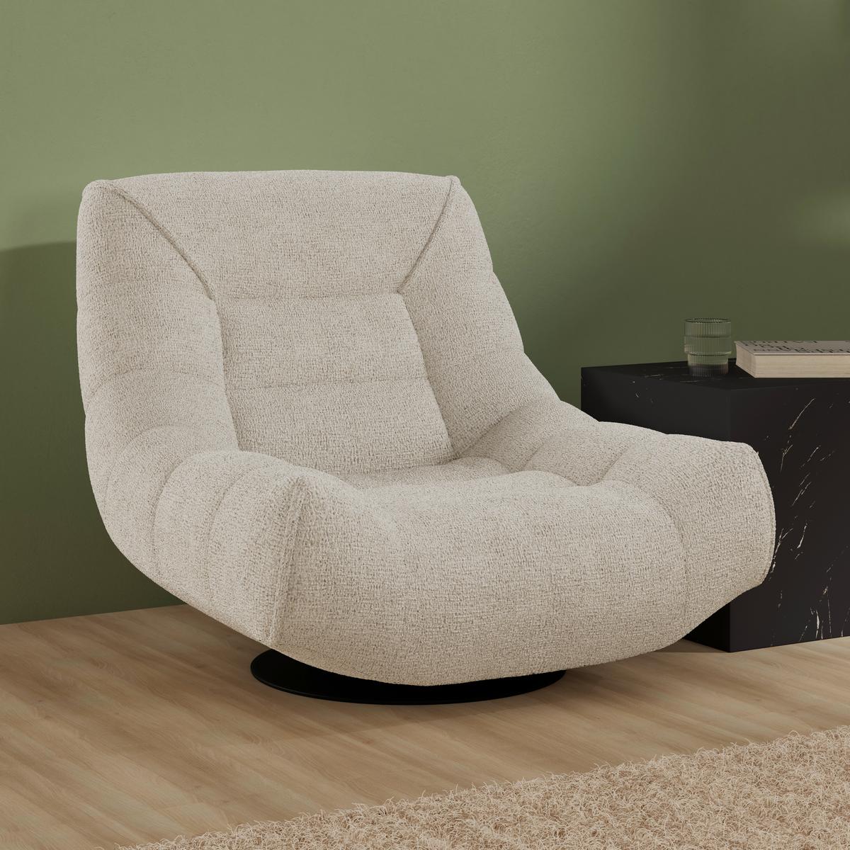 Relaxačné kreslo LORENA, svetlosivé buklé, max. 140 kg - čierna/svetlosivá, Modern, kov/textil (101/83/95cm) - Bessagi Home