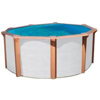 Stahlwandpool Rund Steely De Luxe mit Leiter Ø 460 cm - Braun/Weiß, Basics, Kunststoff (460/132cm)