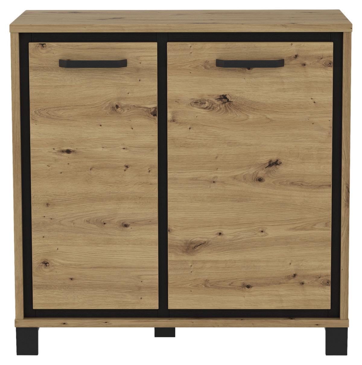 Kommode B 91,4 Cm Trondheim, Eiche Dekor/schwarz - Eichefarben/Schwarz, MODERN, Holzwerkstoff/Kunststoff (91,4/91,2/41,5cm) - MID.YOU