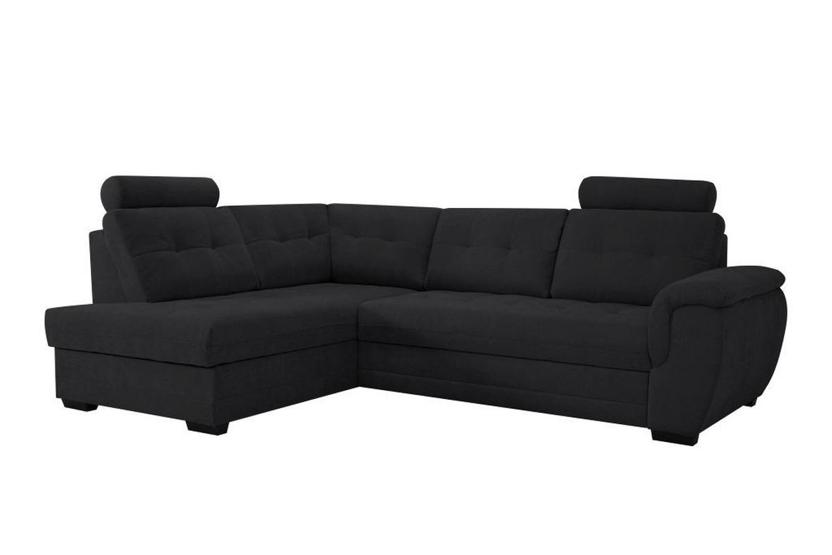 Rohová sedačka FALCO, ľavá, čierna ženilka,2x op.hlavy - čierna, Konventionell, drevo/kompozitné drevo (183/251cm) - Ondega