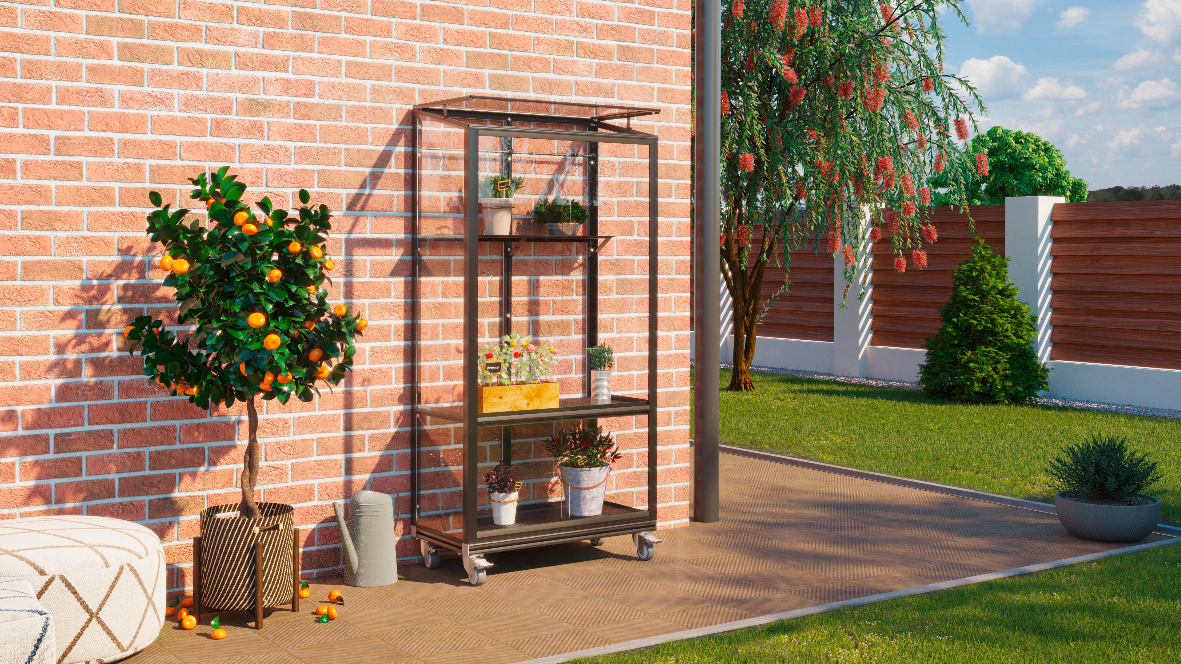 Balkon-gewächshaus Polis 350 Schwarz Metall/glas H: 165,5cm - Schwarz, Basics, Glas/Metall (81,2/165,5/42,8cm)