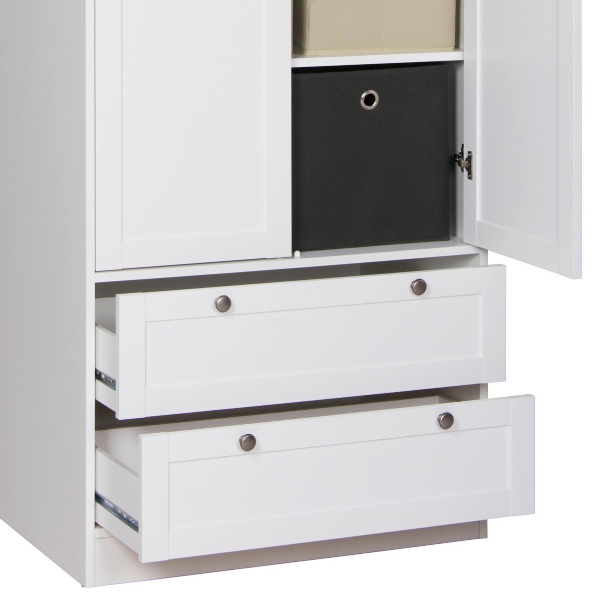 Kleiderschrank mit Schubladen 80cm Landwood 14 Weiß - Weiß, LIFESTYLE, Holzwerkstoff (80/200/51cm) - MID.YOU