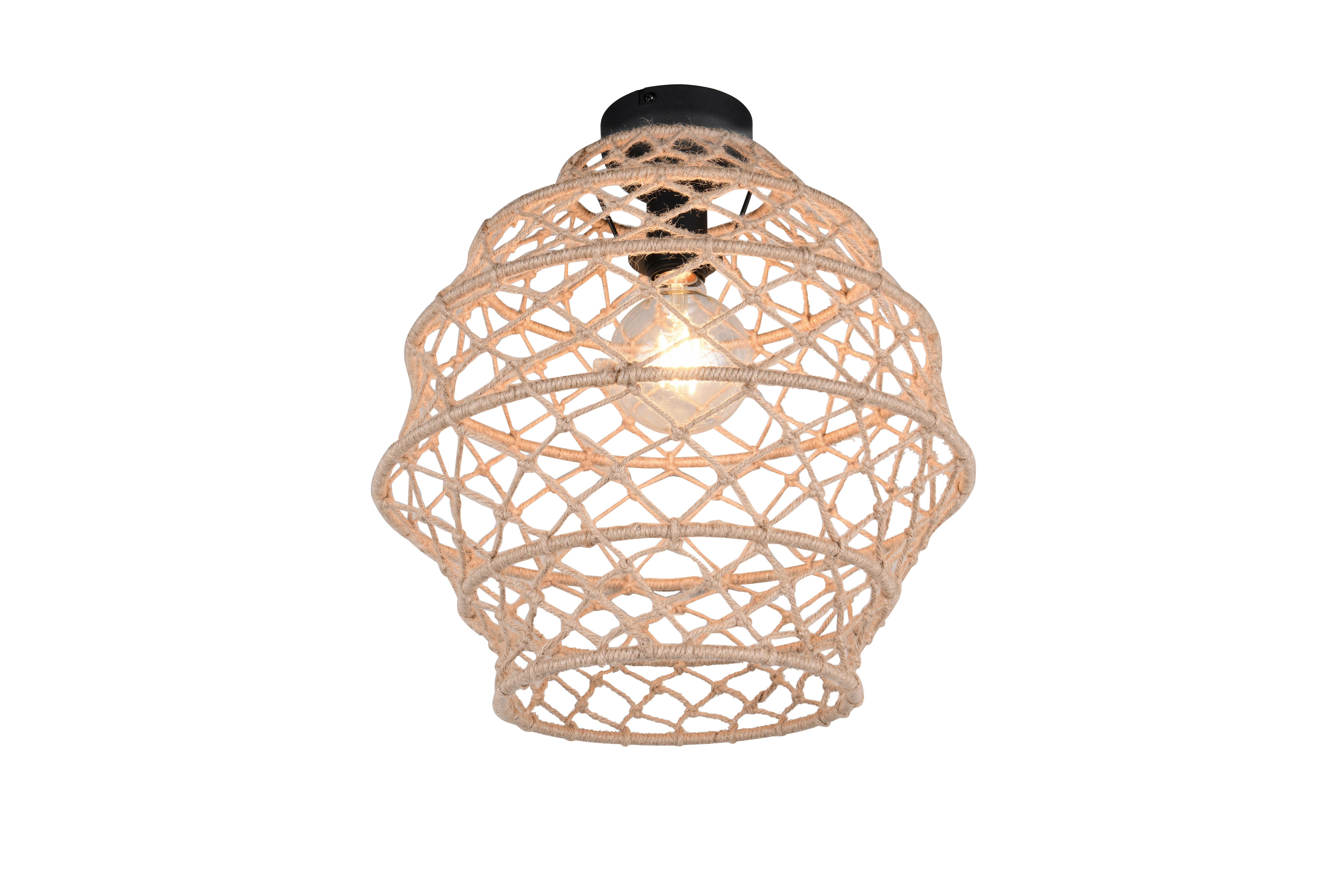 Deckenleuchte Hive Naturfarben Schwarz D: 38,5 cm - Schwarz/Naturfarben, Natur, Textil/Metall (38,5/40,5cm)