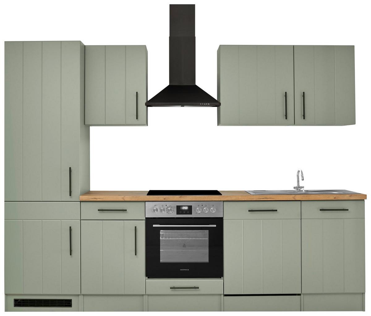 Küchenblock Anton Wildeiche/Schilfgrün B: 280cm - Schilfgrün/Wildeiche, Trend, Holzwerkstoff (280cm) - Respekta