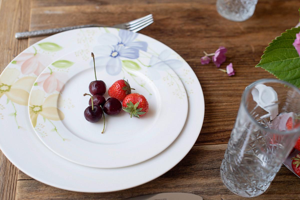 Tafelservice Zibal 18-teilig Porzellan, Weiß Mit Blumen - Weiß, Basics, Keramik - Mäser