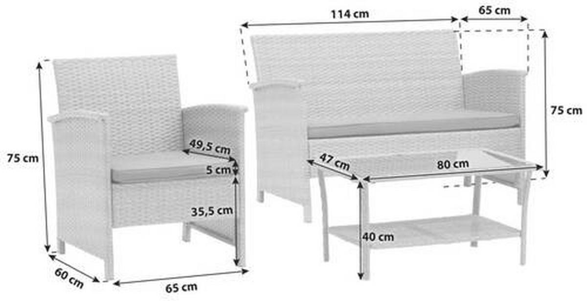 Loungegarnitur Barbara Aus Metall/Kunststoff/Glas - Dunkelgrau/Schwarz, MODERN, Glas/Kunststoff - Luca Bessoni