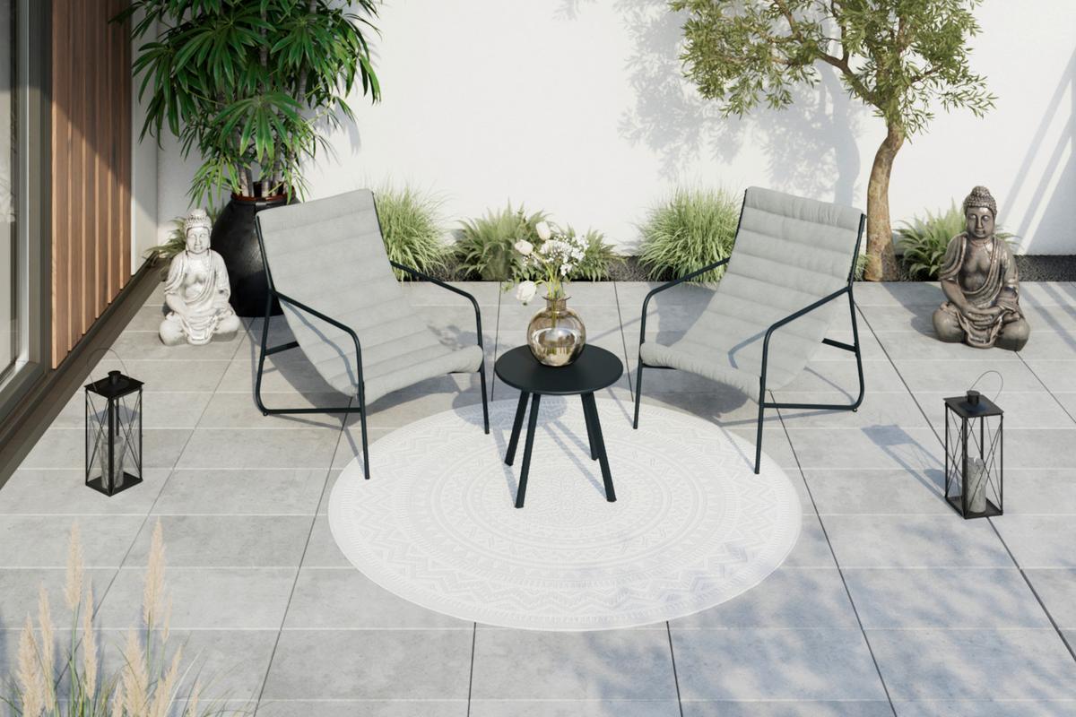 Balkonset Memphis - Anthrazit/Grau, MODERN, Textil/Metall (61/78.5/87.5cm) - Beldano