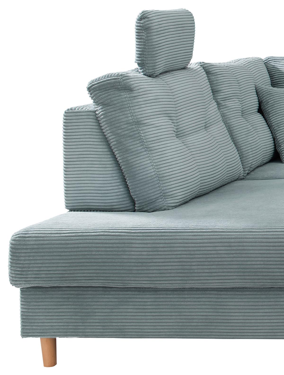 Wohnlandschaft mit Schlaffunktion, Hellblau - Naturfarben/Hellblau, MODERN, Textil (206/338-352/176cm) - Livetastic