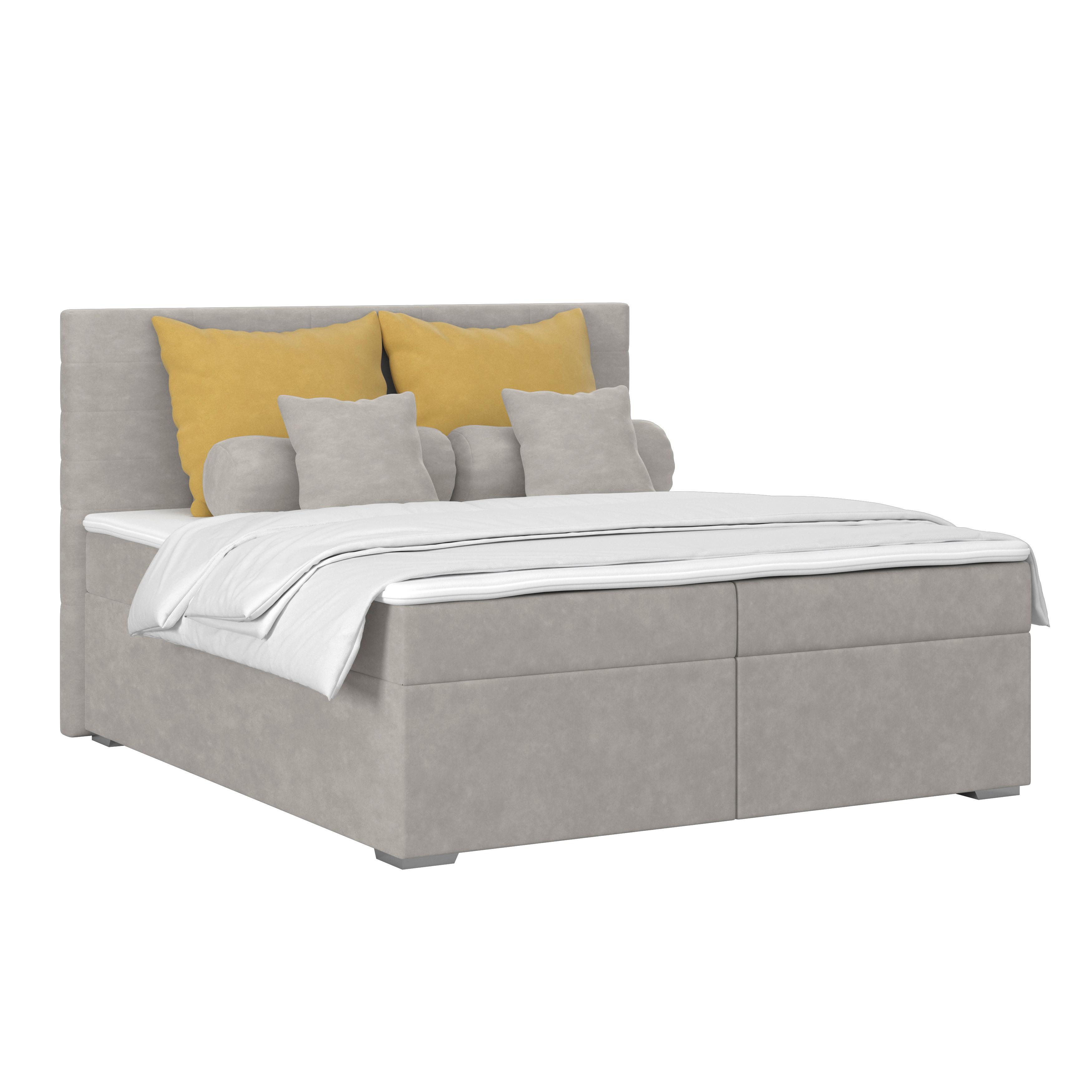 Čalúnená posteľ ADRIA 180x200 cm, sivá - sivohnedá/chrómová, Konventionell, drevo/textil (180/200cm)