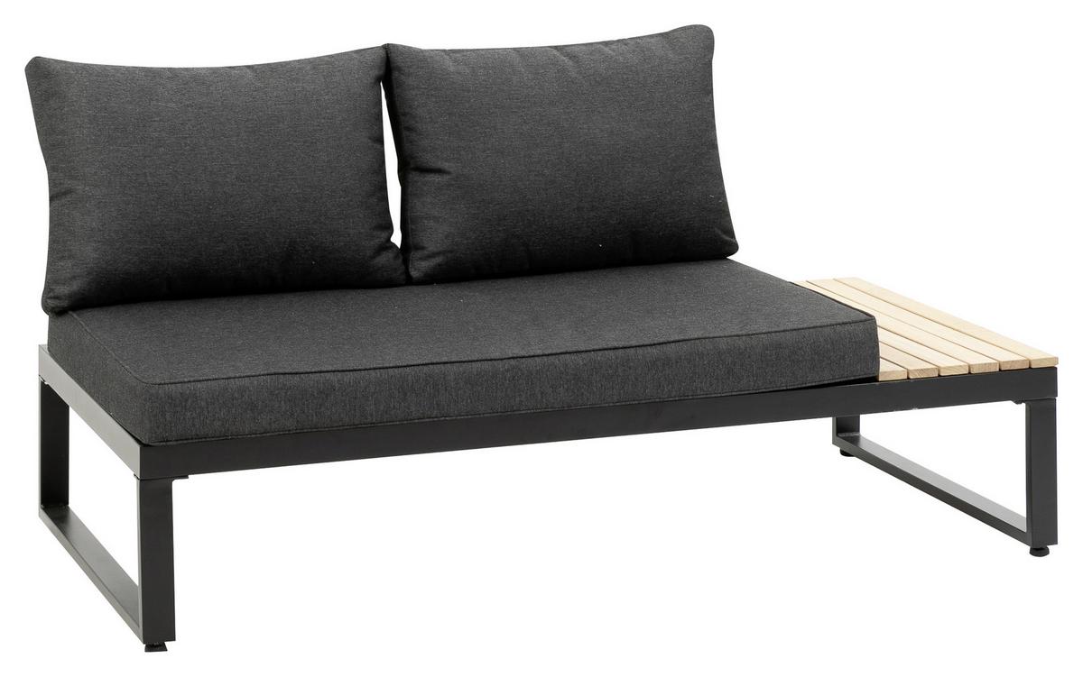 Loungegarnitur 3-Tlg Rio Echtholz/Metall mit Kissen - Anthrazit/Braun, MODERN, Holz/Textil (178/68/228,5cm) - Gardenson