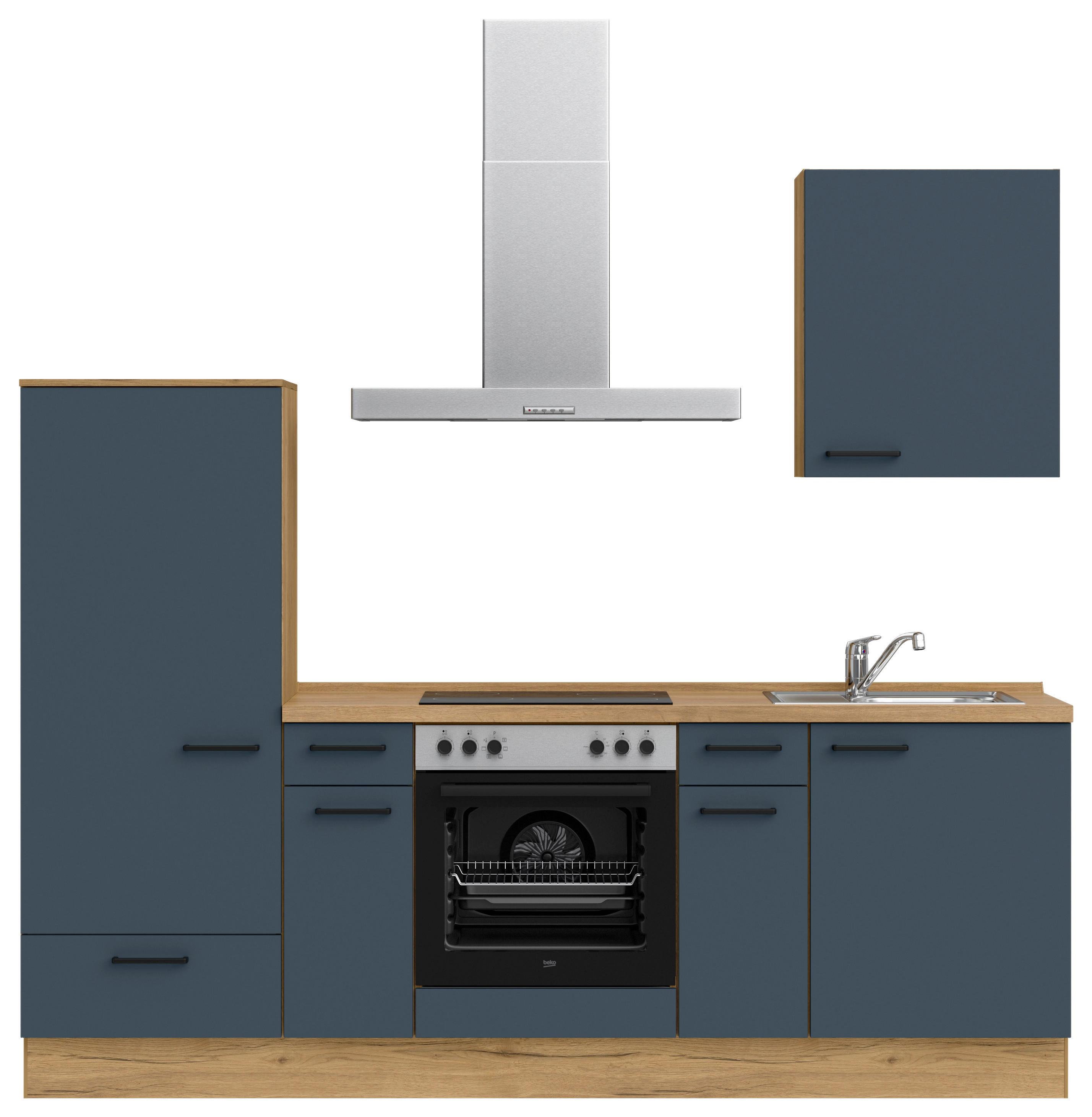 Küchenleerblock Easytouch Low-Line, L2 Links - Blau/Eichefarben, MODERN, Holzwerkstoff (240cm) - Nobilia