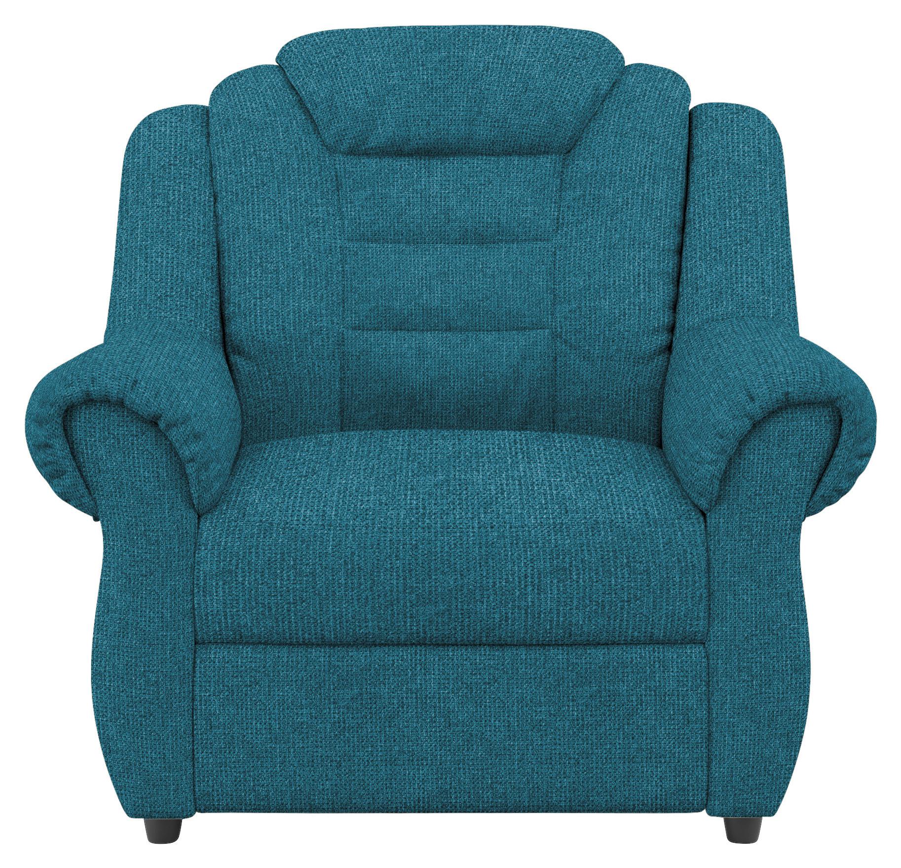 Polstersessel Boston Blau Chenille - Blau/Schwarz, KONVENTIONELL, Textil (104/102/101cm) - Livetastic
