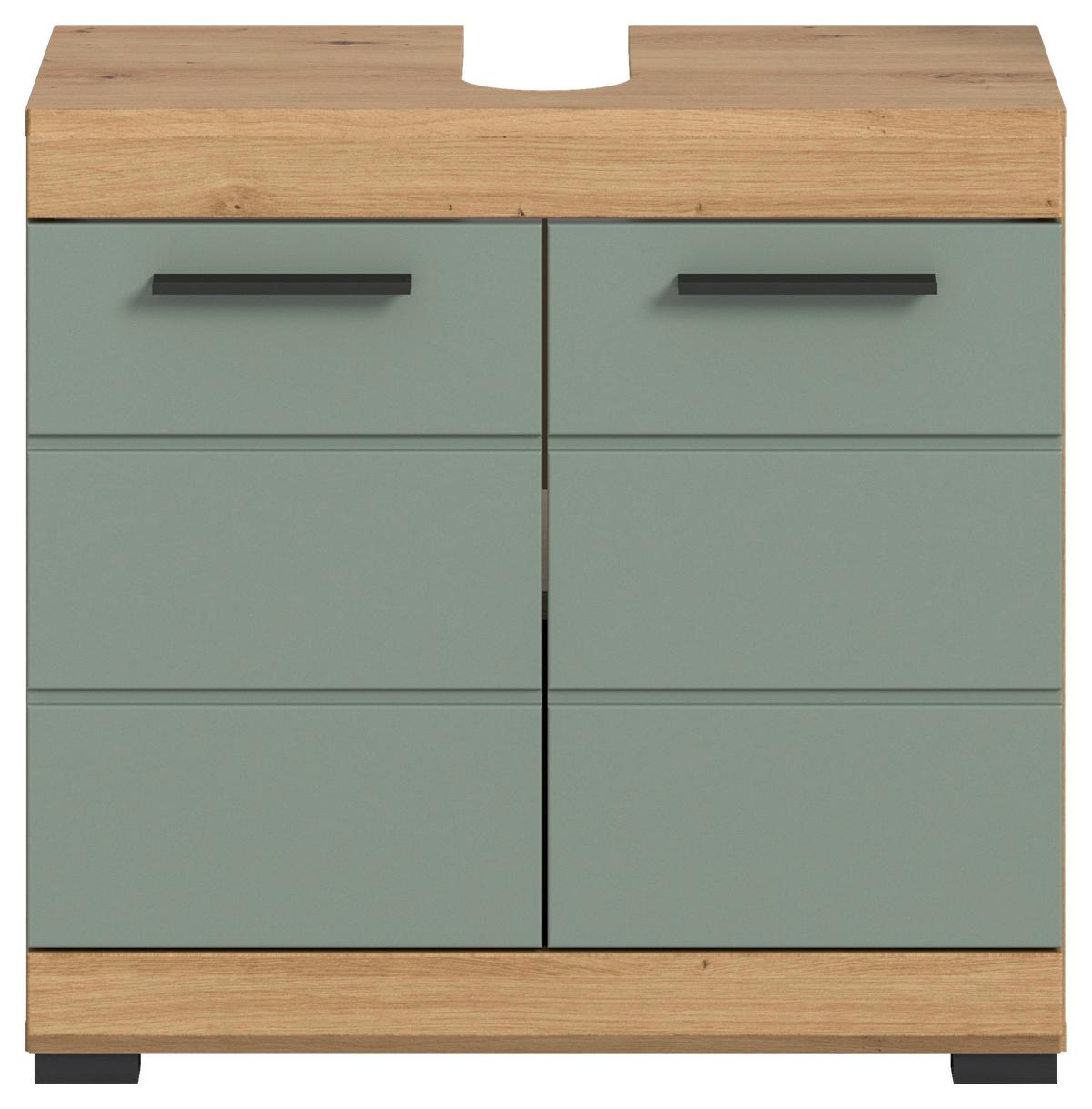 Waschbeckenunterschrank Scout Eiche Artisan Dekor Salbeigrün - Salbeigrün/Schwarz, MODERN, Holzwerkstoff (60/56/34cm) - MID.YOU