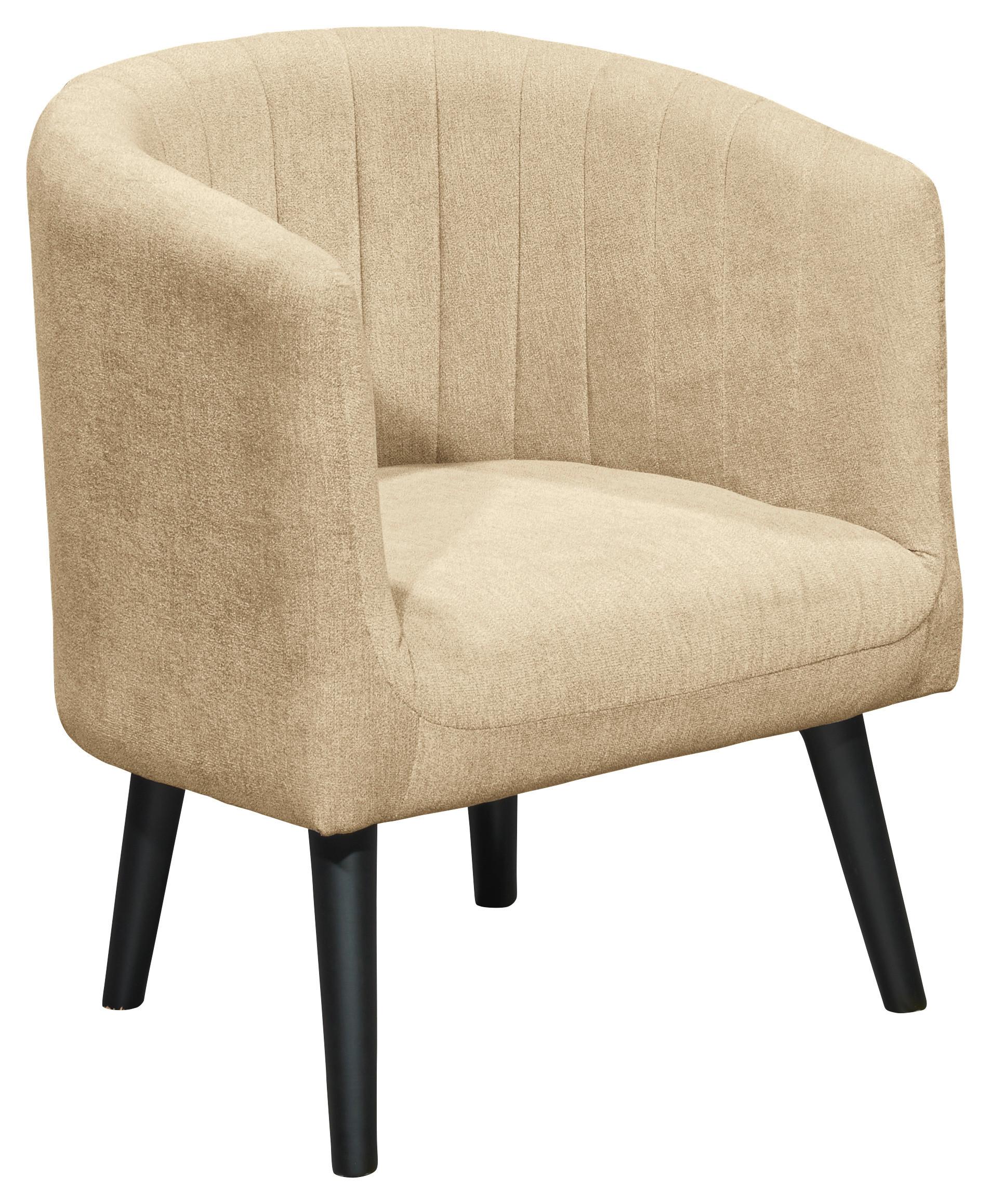 Polstersessel mit Armlehnen Paul Velours Sandfarben - Sandfarben/Schwarz, Basics, Textil (61/82/58cm) - Livetastic