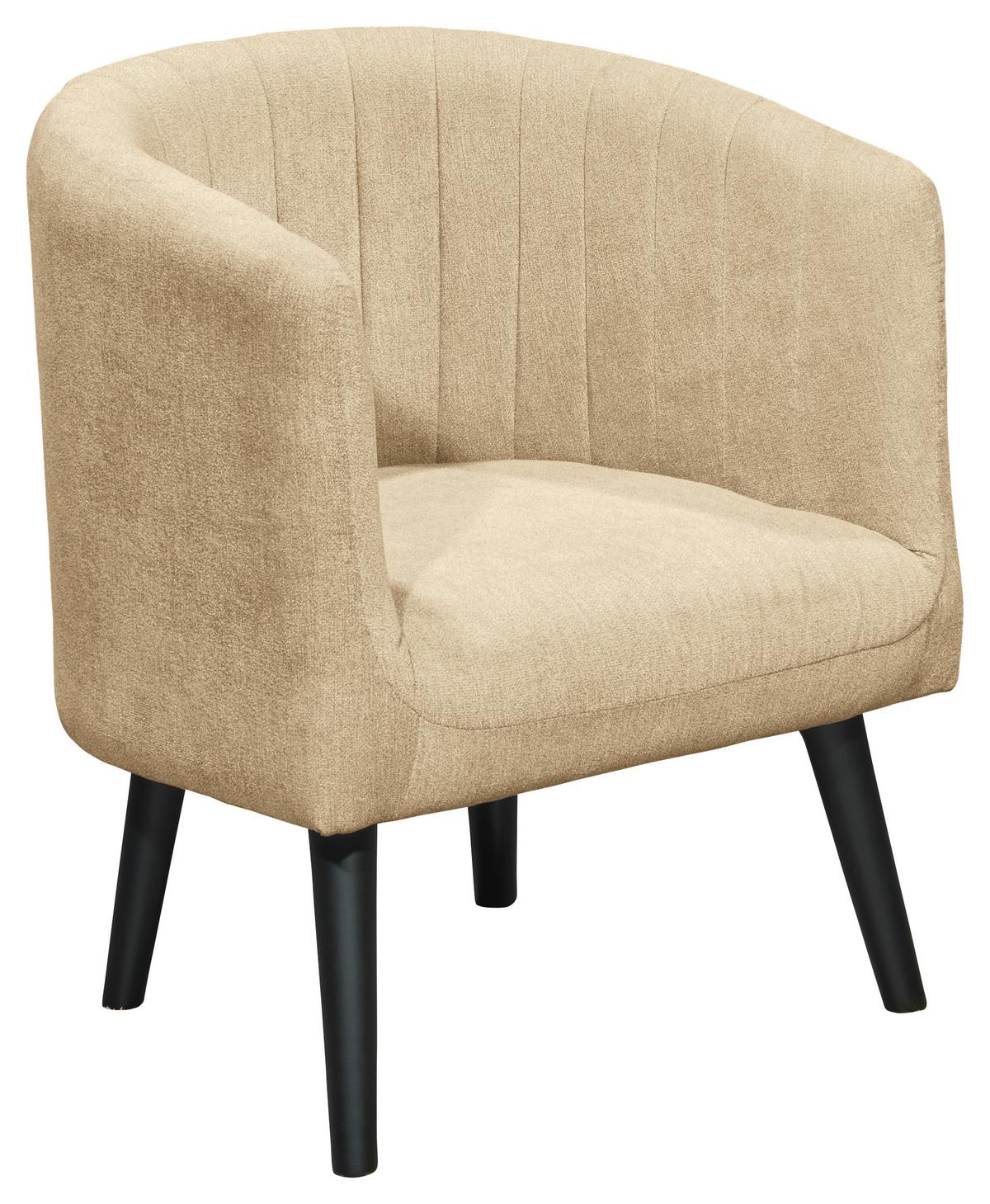 Polstersessel Mit Armlehnen Paul Velours Sandfarben - Sandfarben/Schwarz, Basics, Textil (61/82/58cm) - Livetastic