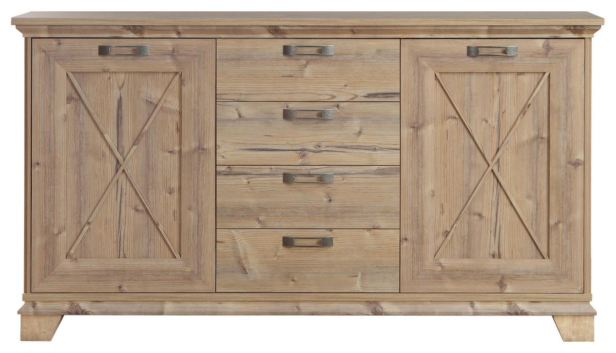 KOMODA NEPAL - farba smrekovca/farba smreku, Konventionell, kov/kompozitné drevo (175/97/45cm)