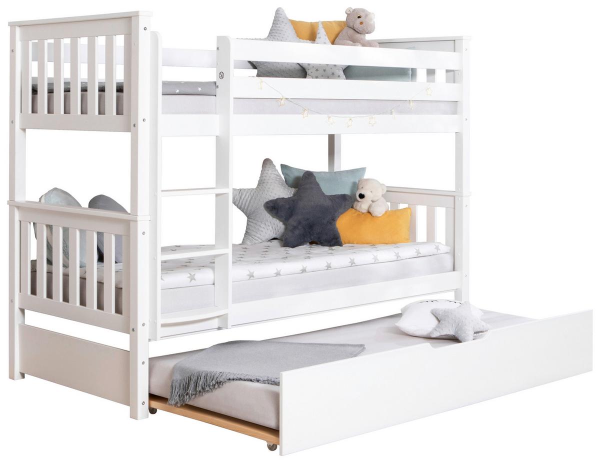 Etagenbett Sammy Weiß Kiefer Massiv 90 Cm M. Bettkasten - Weiß, MODERN, Holz (90/200cm) - MID.YOU