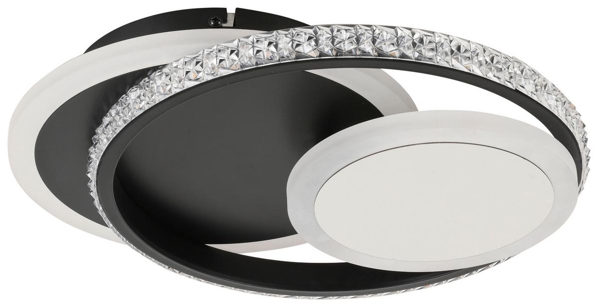 LED-Deckenleuchte Verena L: 32 cm Glänzend/Matt - Chromfarben/Schwarz, MODERN, Kunststoff/Metall (32/28/7,5cm) - Luca Bessoni