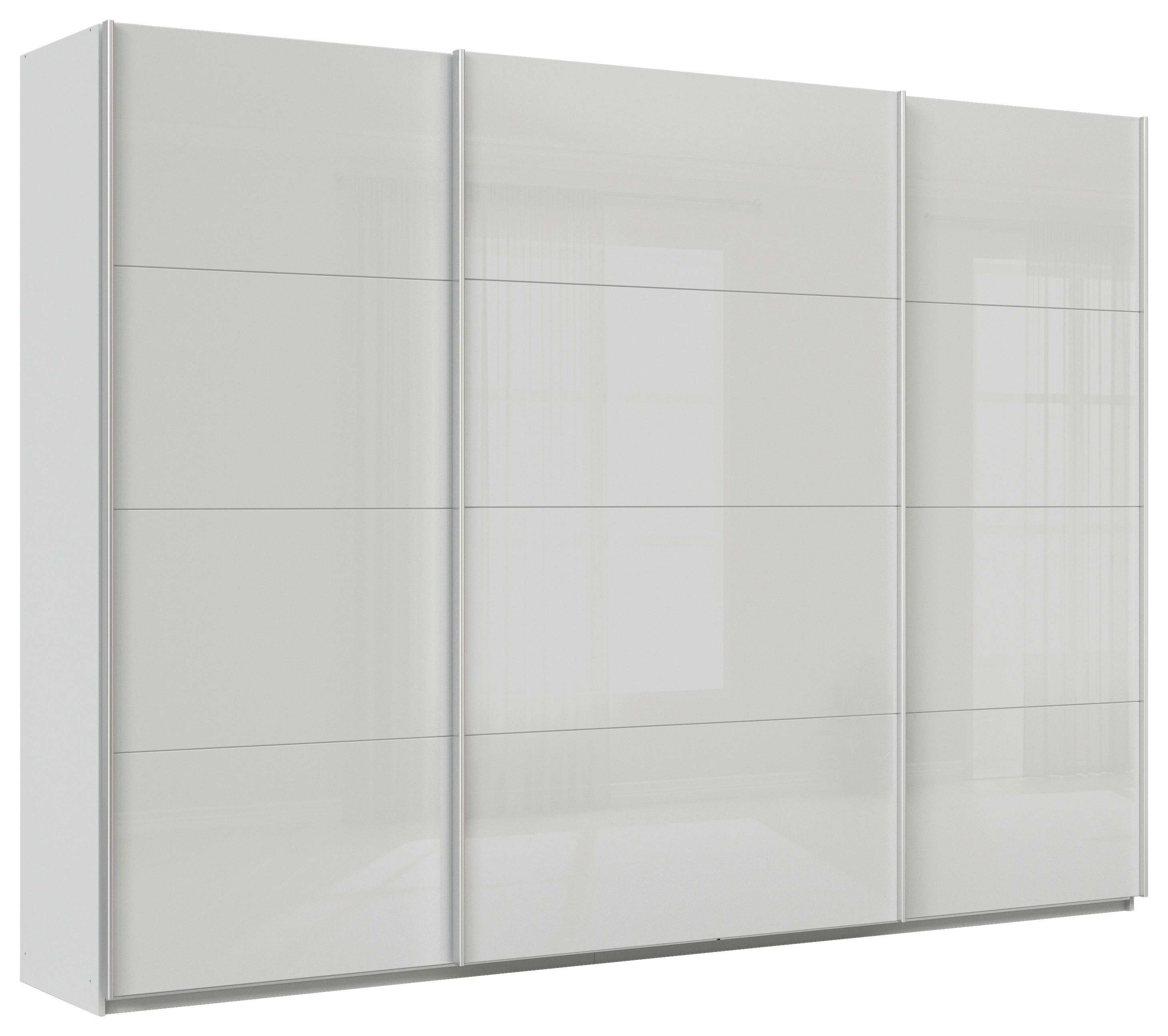 Schwebetürenschrank B: 315cm Feldkirch Seidengrau - Grau Hochglanz/Hellgrau, MODERN, Glas/Holzwerkstoff (315/229/62cm)