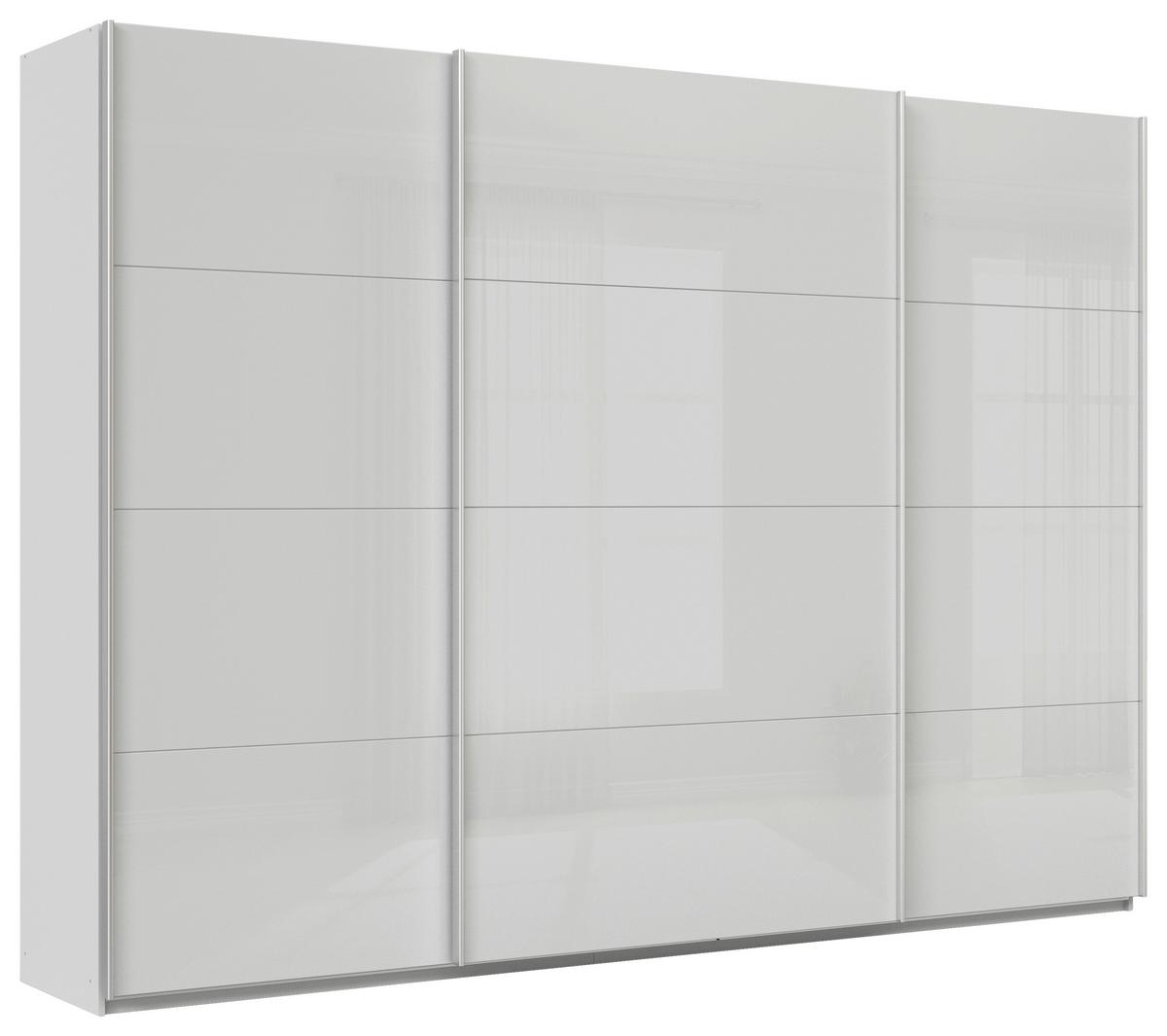 Tolóajtós Szekrény Feldkirch 315/229 Cm - világosszürke/magasfényű szürke, Modern, faalapú anyag/Üveg (315/229/62cm)