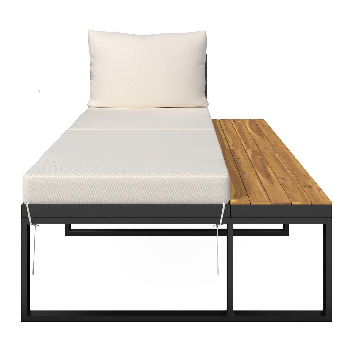 TERASOVÁ SEDACIA SÚPRAVA ADRIANO - čierna/farba akácie, Modern, kov/drevo - Bessagi Garden